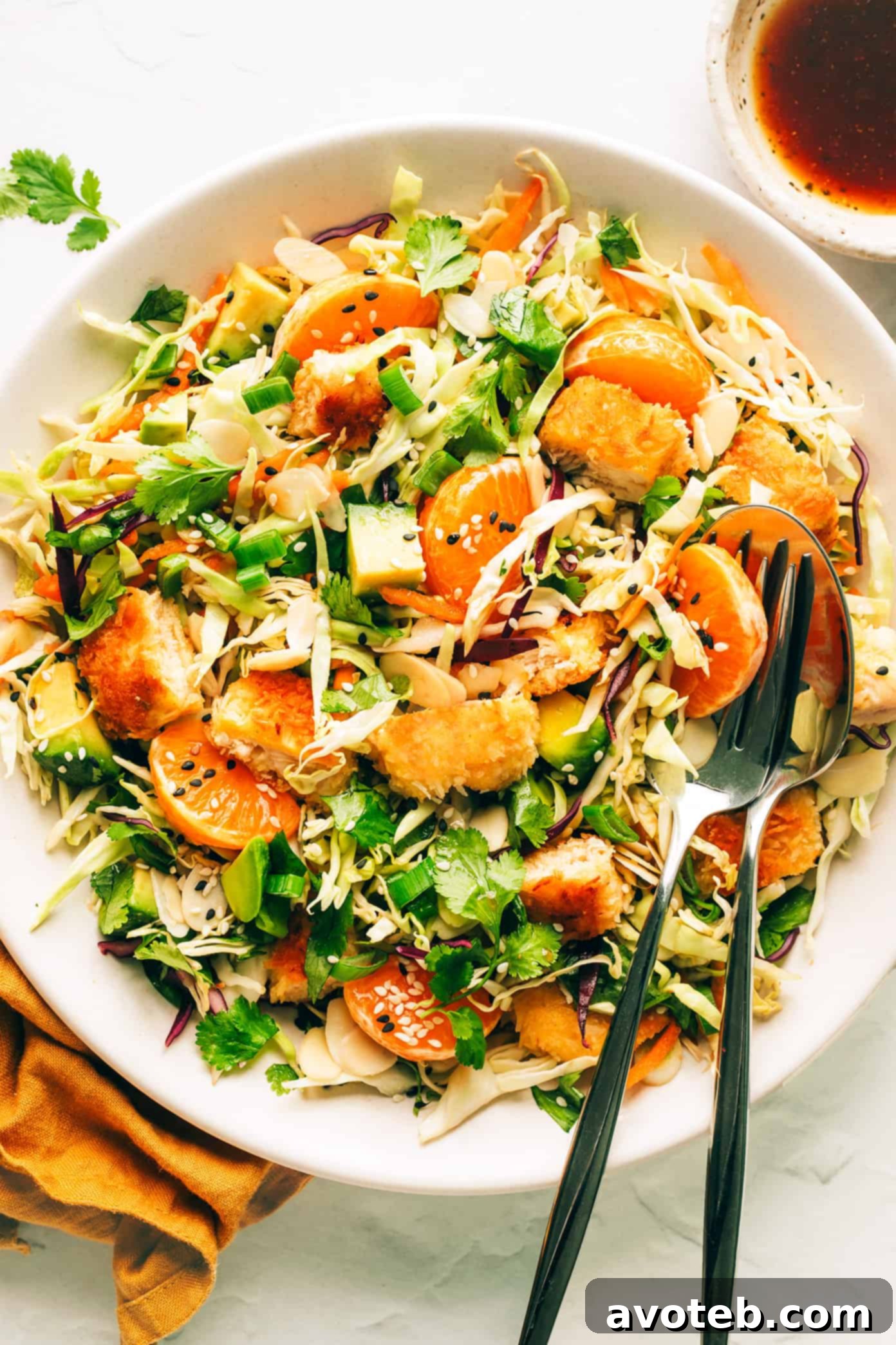 Crispy Coconut Chicken Salad with fresh ingredients