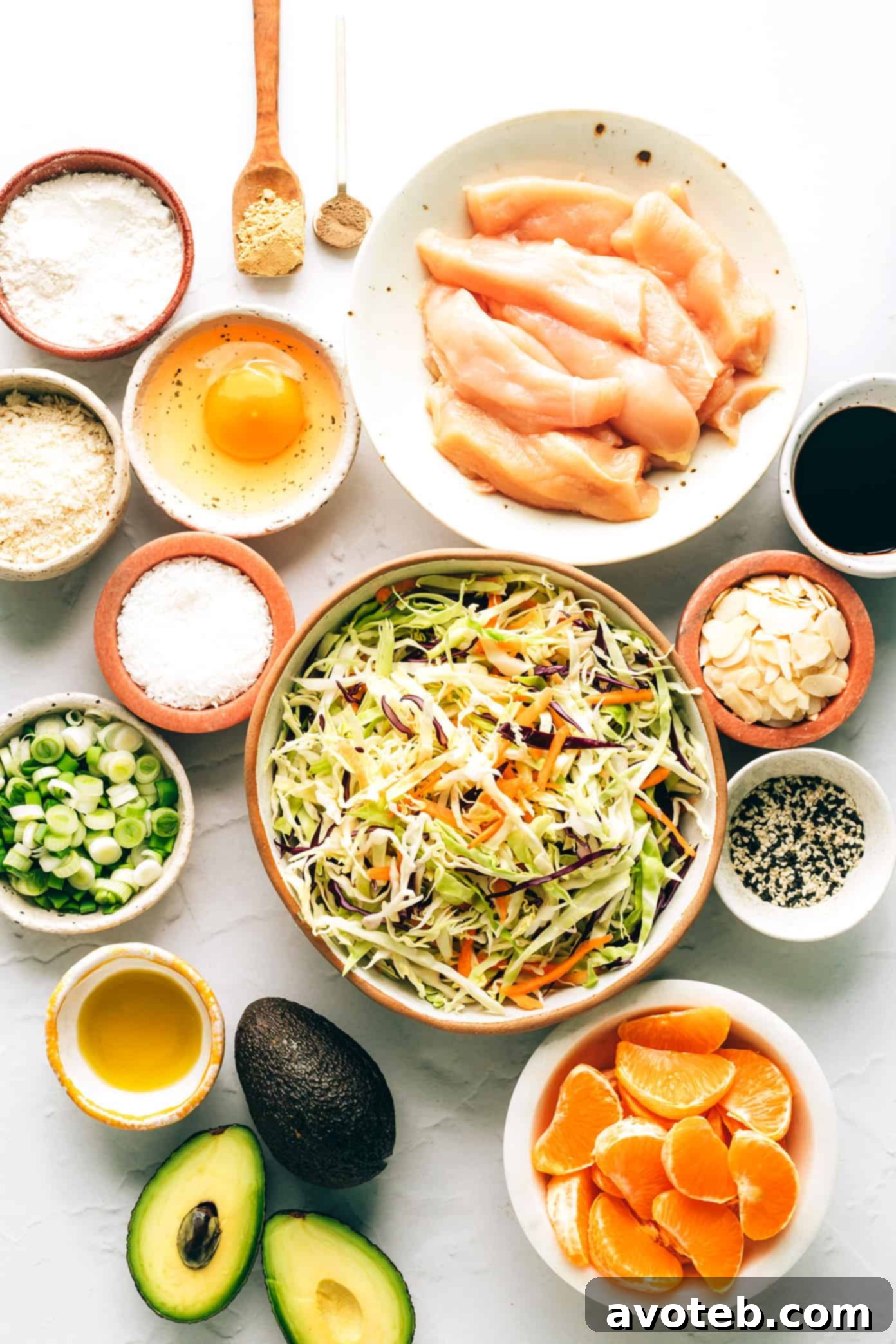 Ingredients for Crispy Coconut Chicken Salad