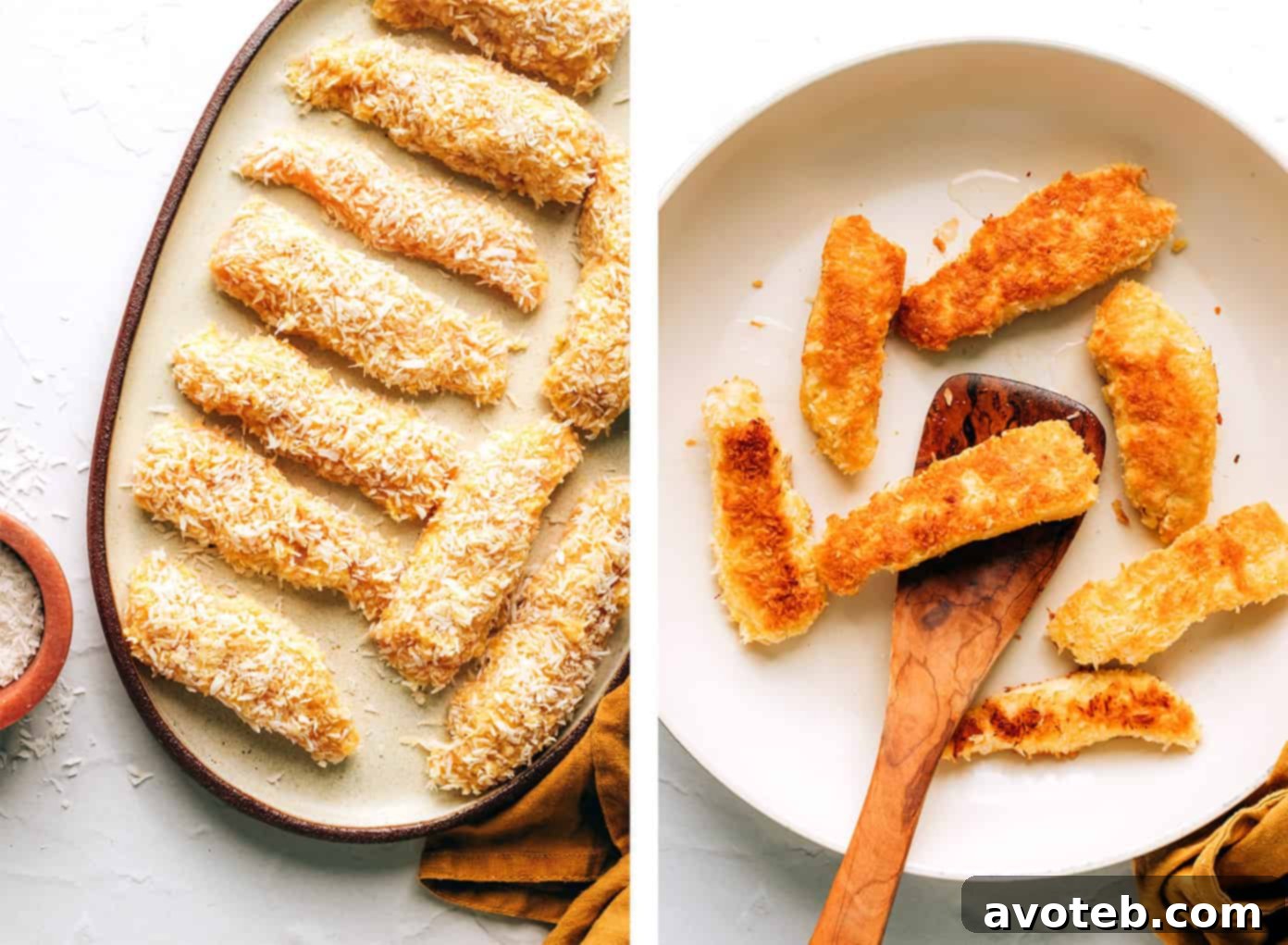 Crispy Coconut Chicken Salad with Sesame Vinaigrette being tossed