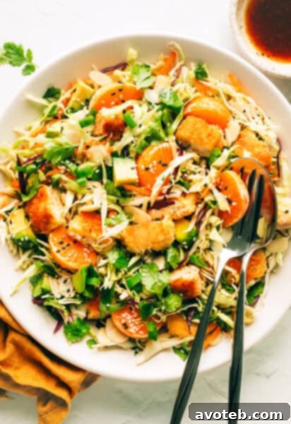 Crispy Coconut Chicken Salad, overhead view