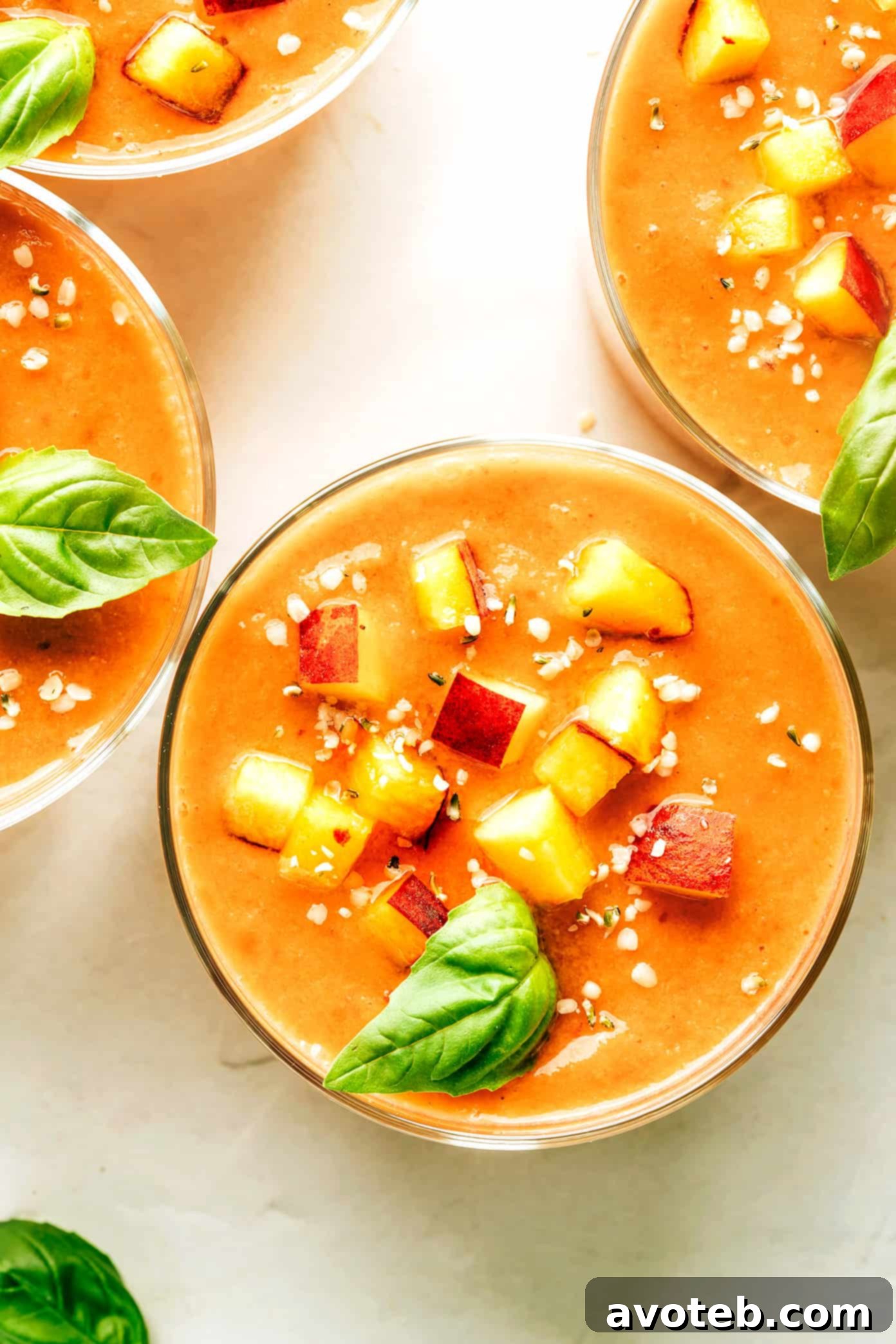 Sweet and Savory Peach Gazpacho Soup