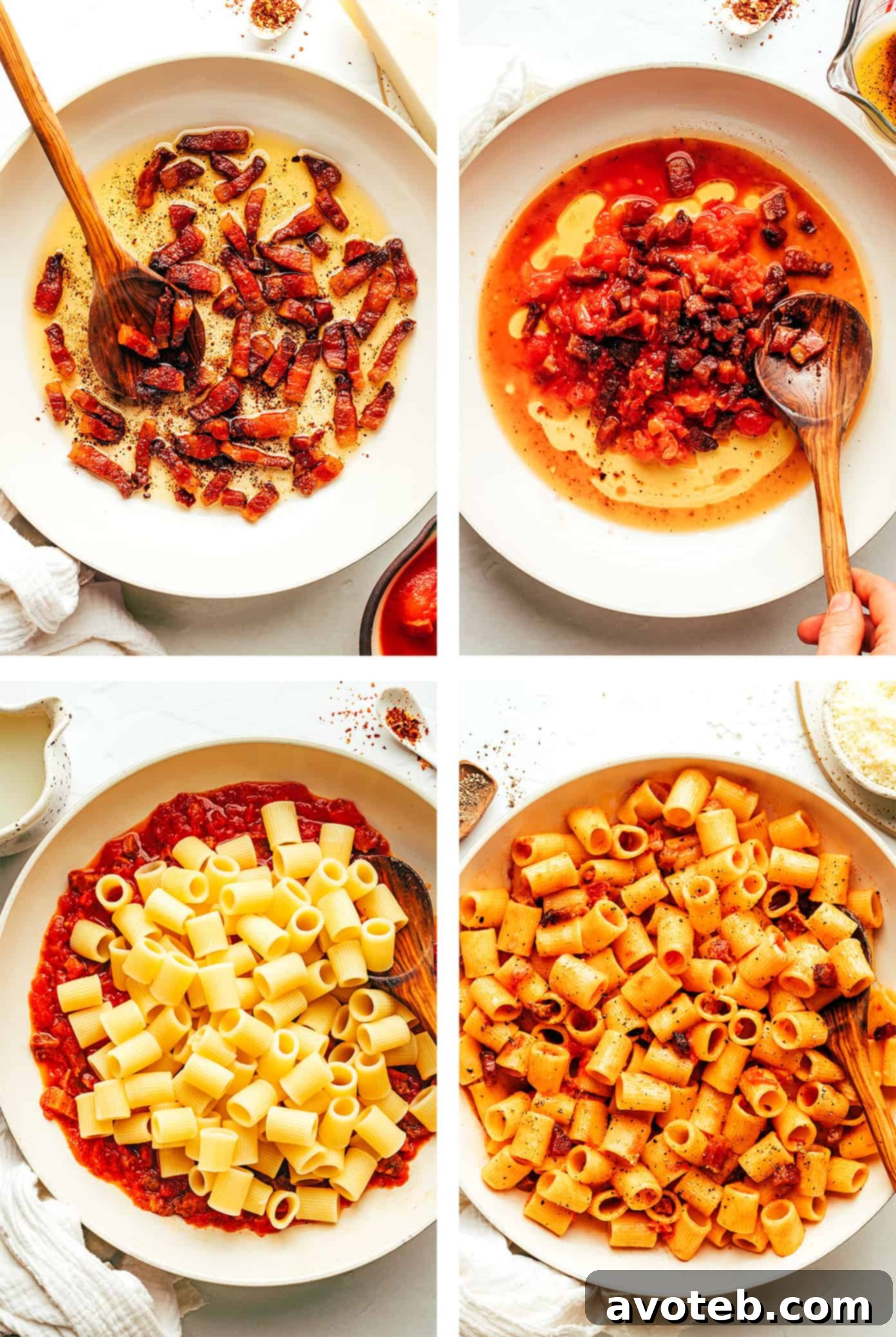 Step by step photos of how to make Amatriciana
