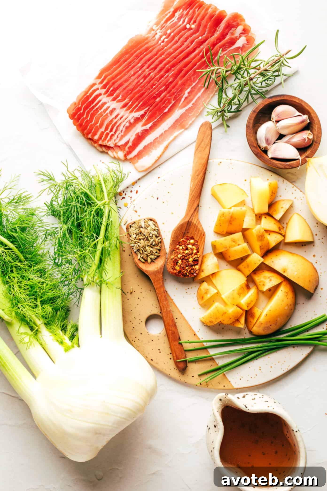 Savory Bacon, Fennel & Potato Soup 3 Ingredients for Potato Bacon Fennel Soup