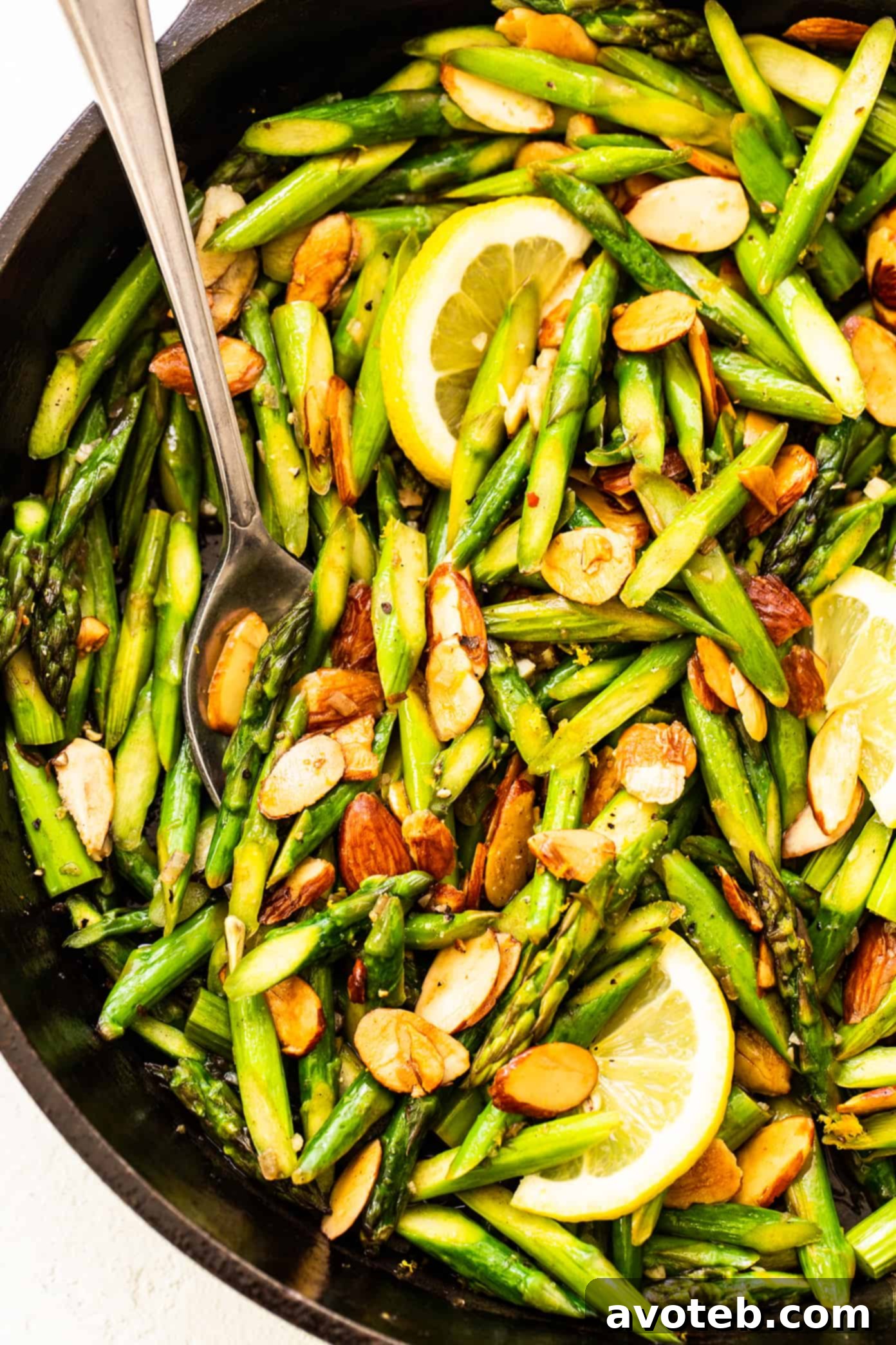 Asparagus with Toasted Almonds 7 A final overhead shot of the Asparagus Almondine, ready to be enjoyed.