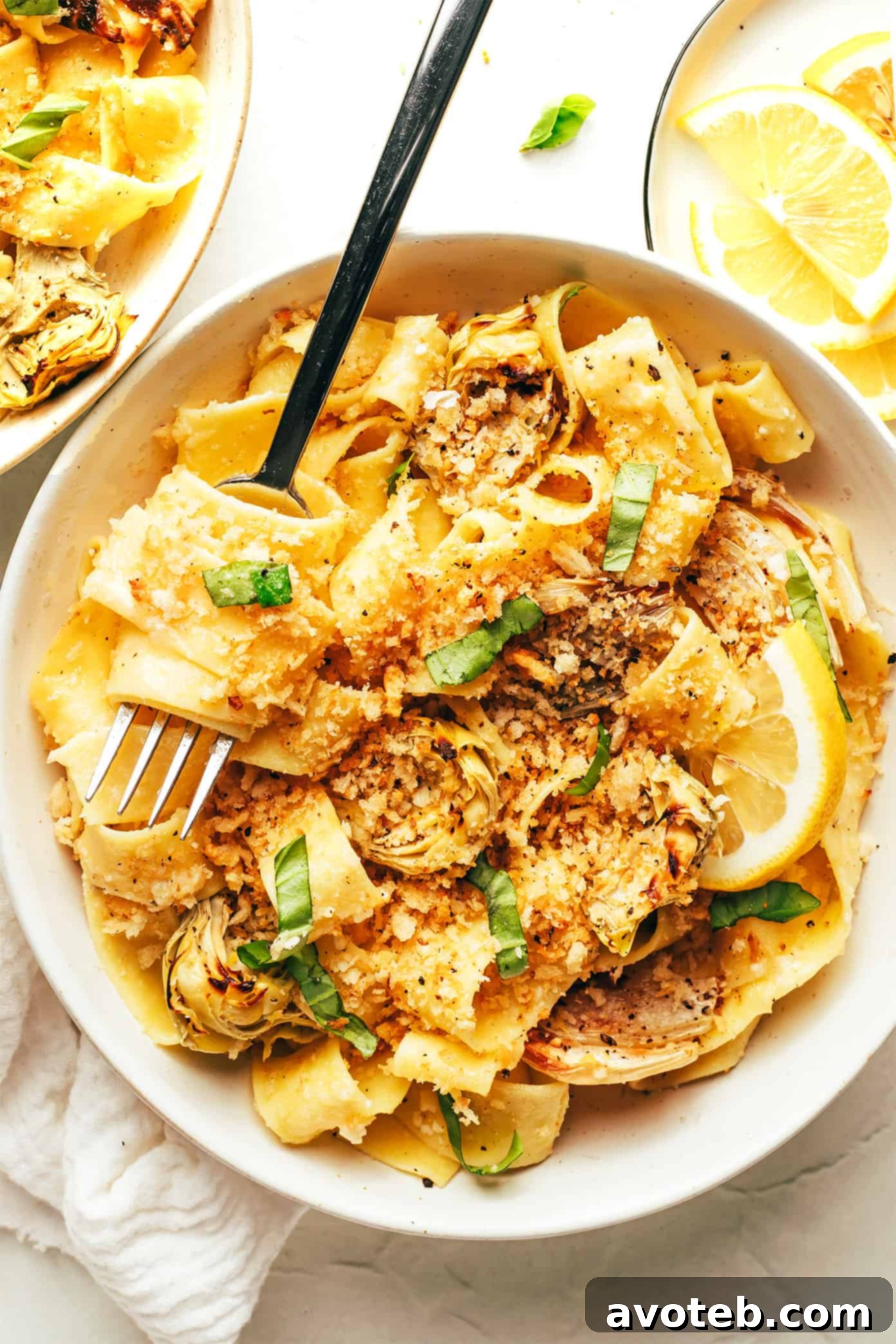 Lemon Brown Butter Pasta with Roasted Artichokes and Fennel