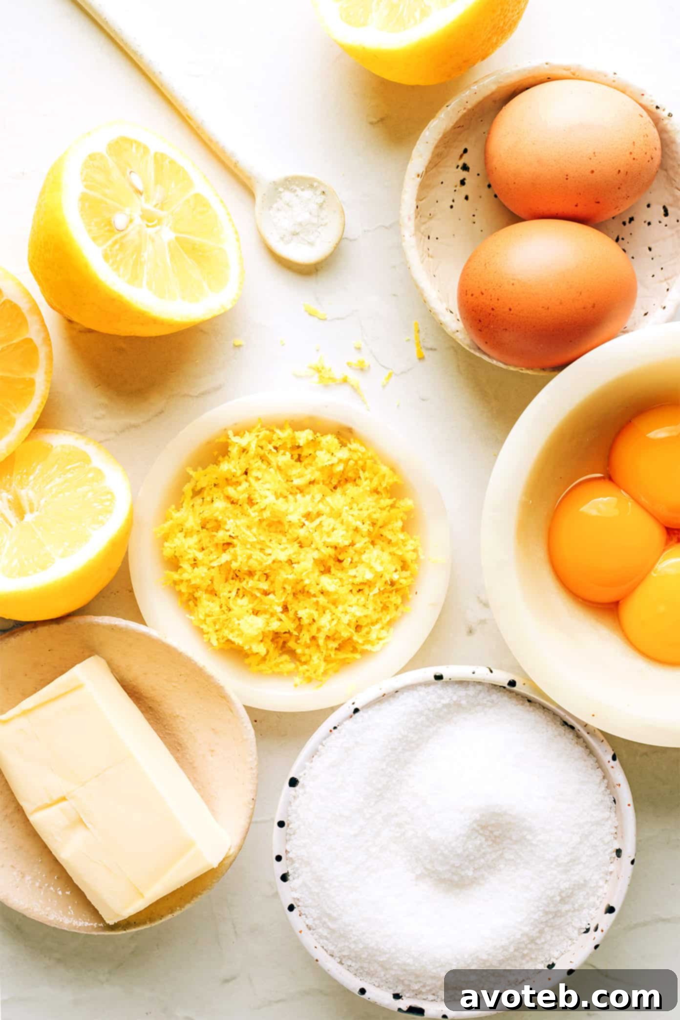 Fresh Ingredients for Homemade Lemon Curd Recipe