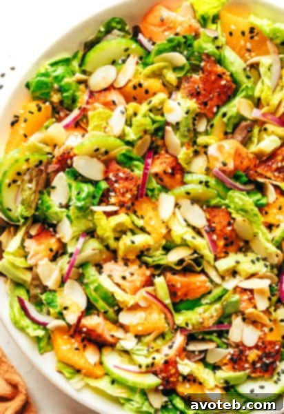 Orange Salmon Salad with Ginger Hot Honey Vinaigrette - Recipe Card Image
