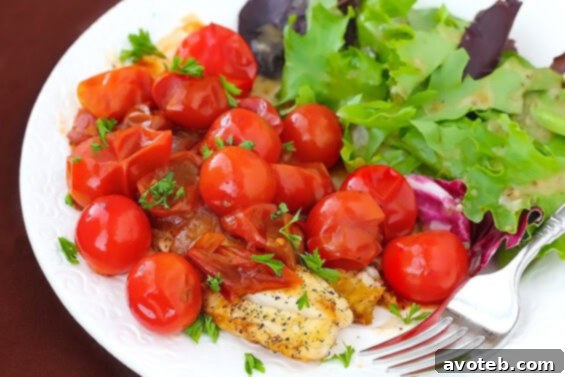 Flaky Tilapia with Tomato-Herb Pan Sauce, a quick and healthy weeknight dinner
