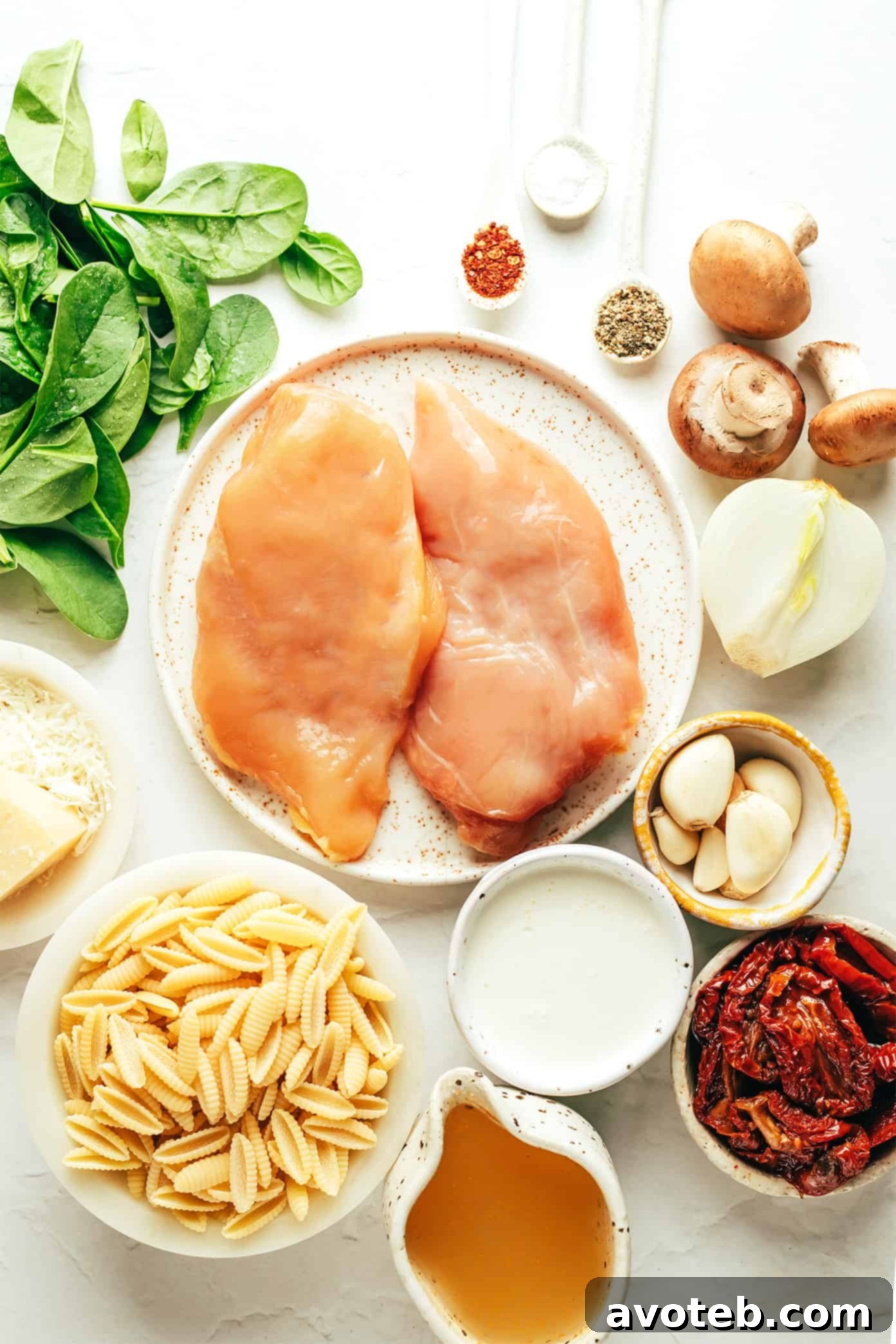 One Pot Creamy Sun-Dried Tomato Pasta Ingredients