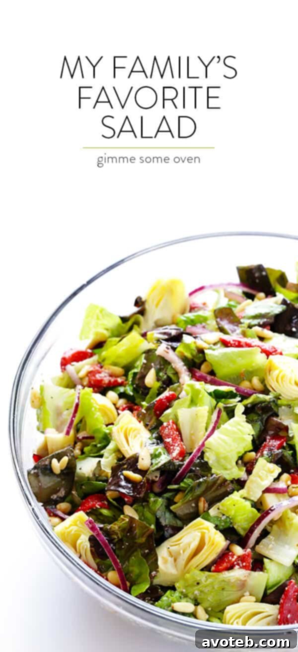 The Our Family's Favorite Salad, beautifully presented in a large bowl, ready to be served and enjoyed by everyone.