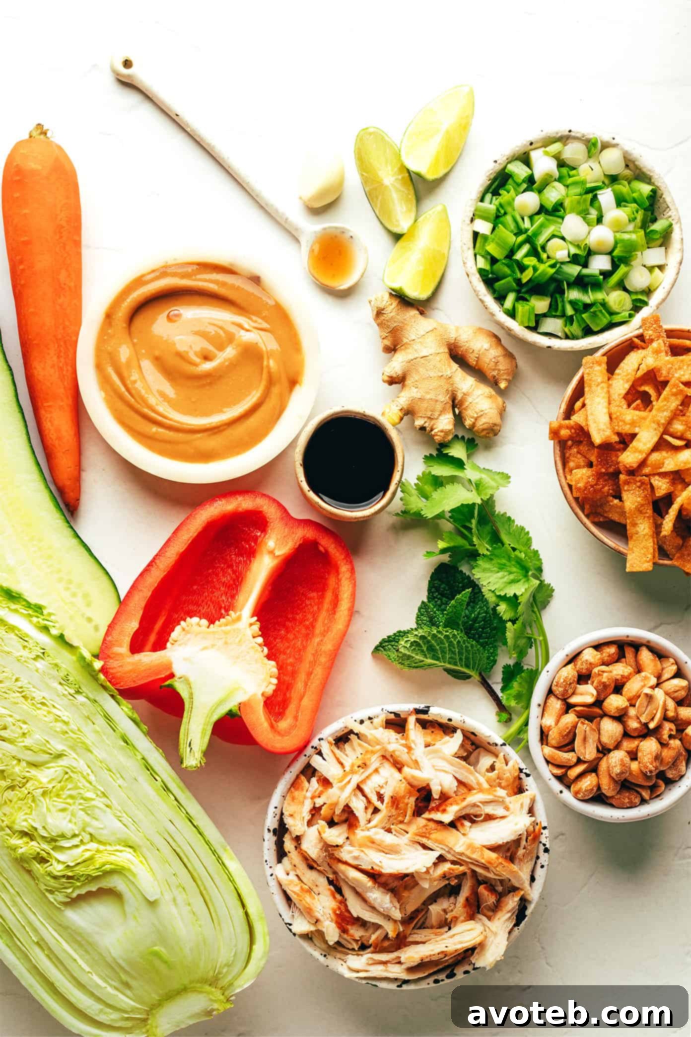 Fresh Ingredients for Thai Chopped Salad