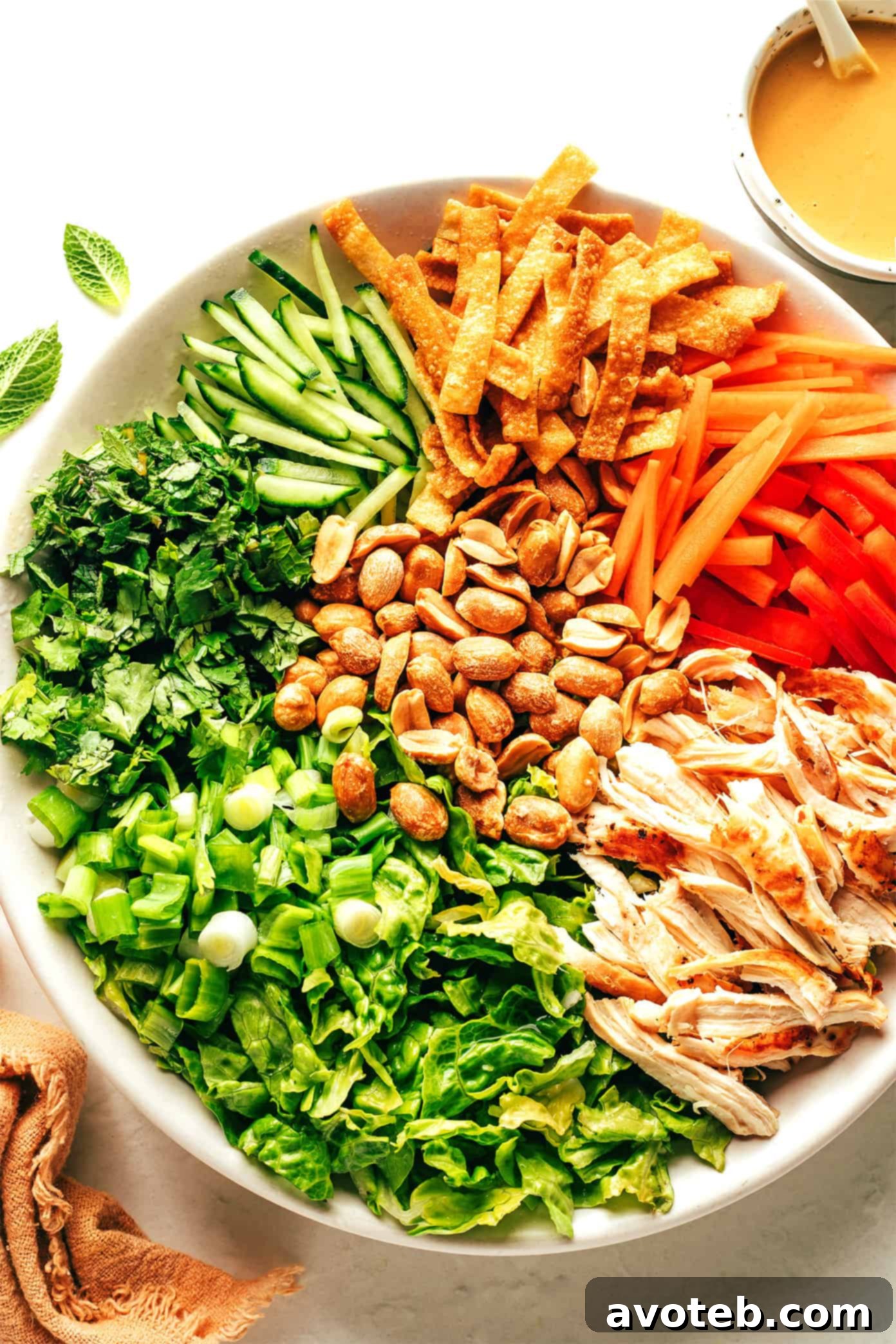 Mixed Thai salad ingredients in a large bowl