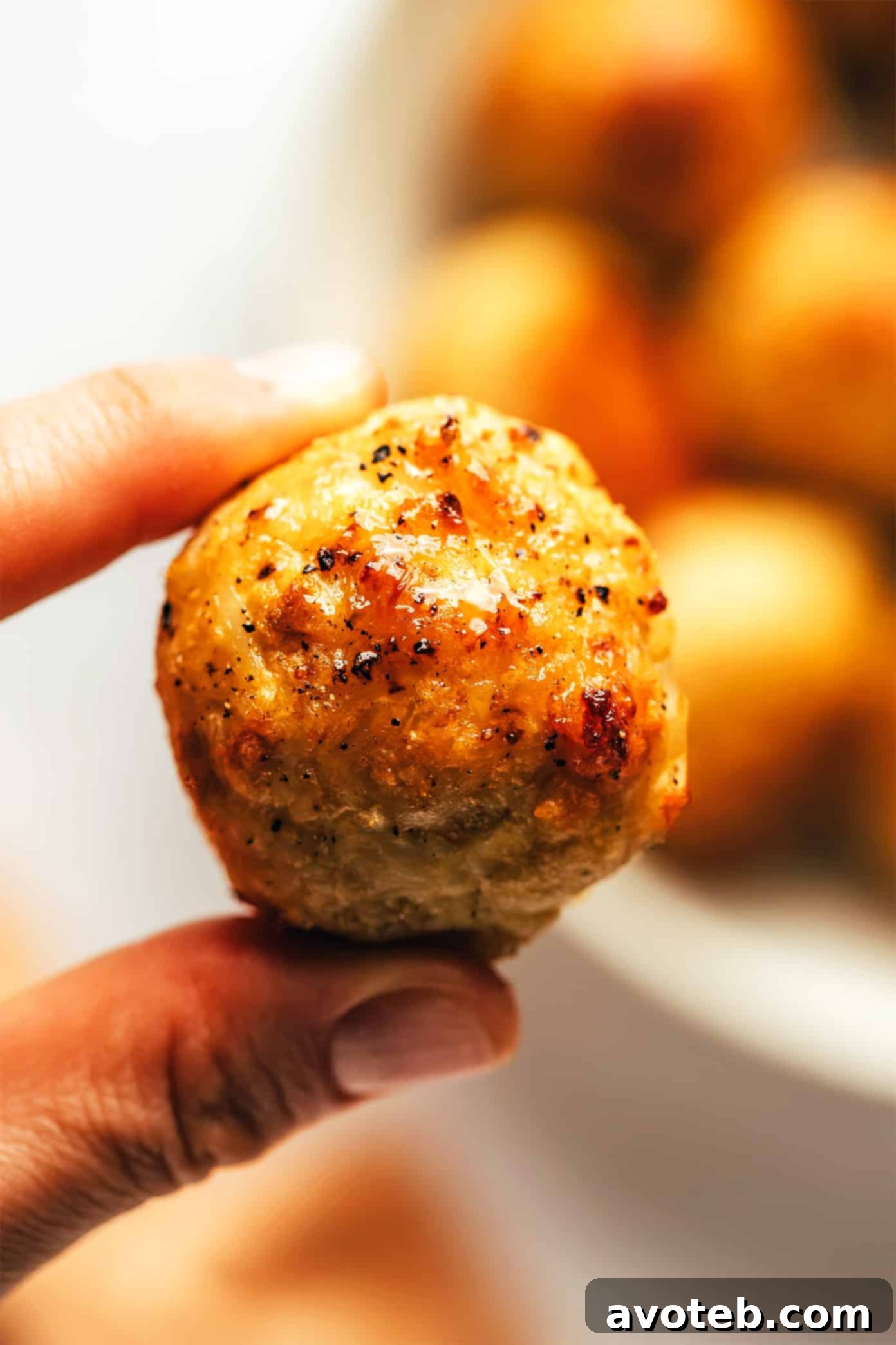 Single baked chicken meatball