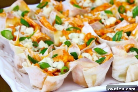 Crispy Buffalo Chicken Cups ready to be served