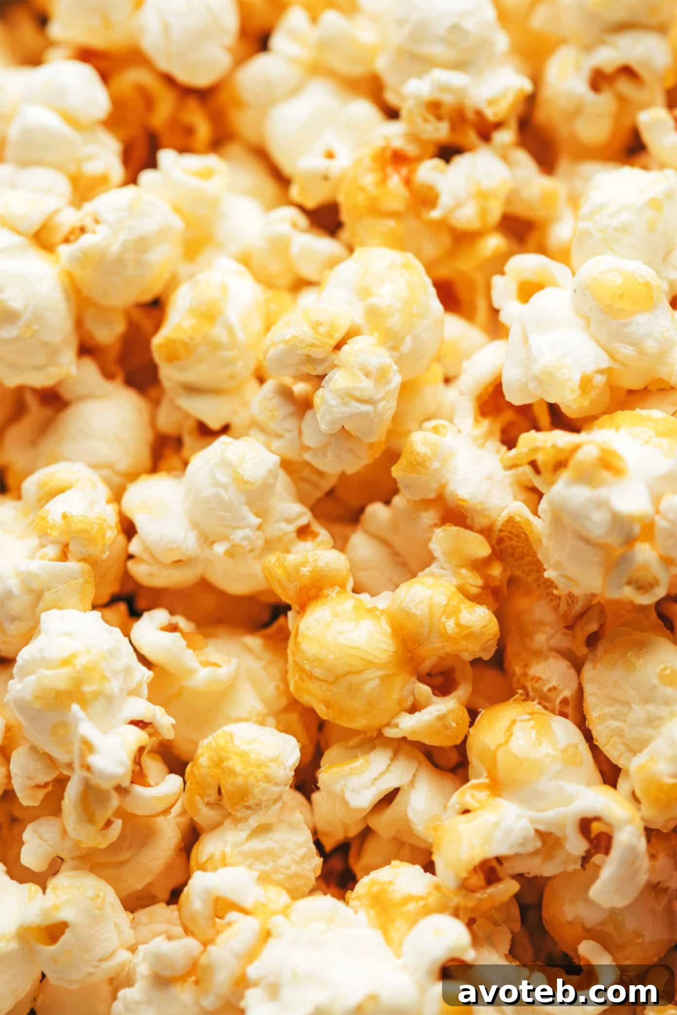 A close-up of a serving bowl filled with homemade kettle corn, highlighting its crunchy texture.