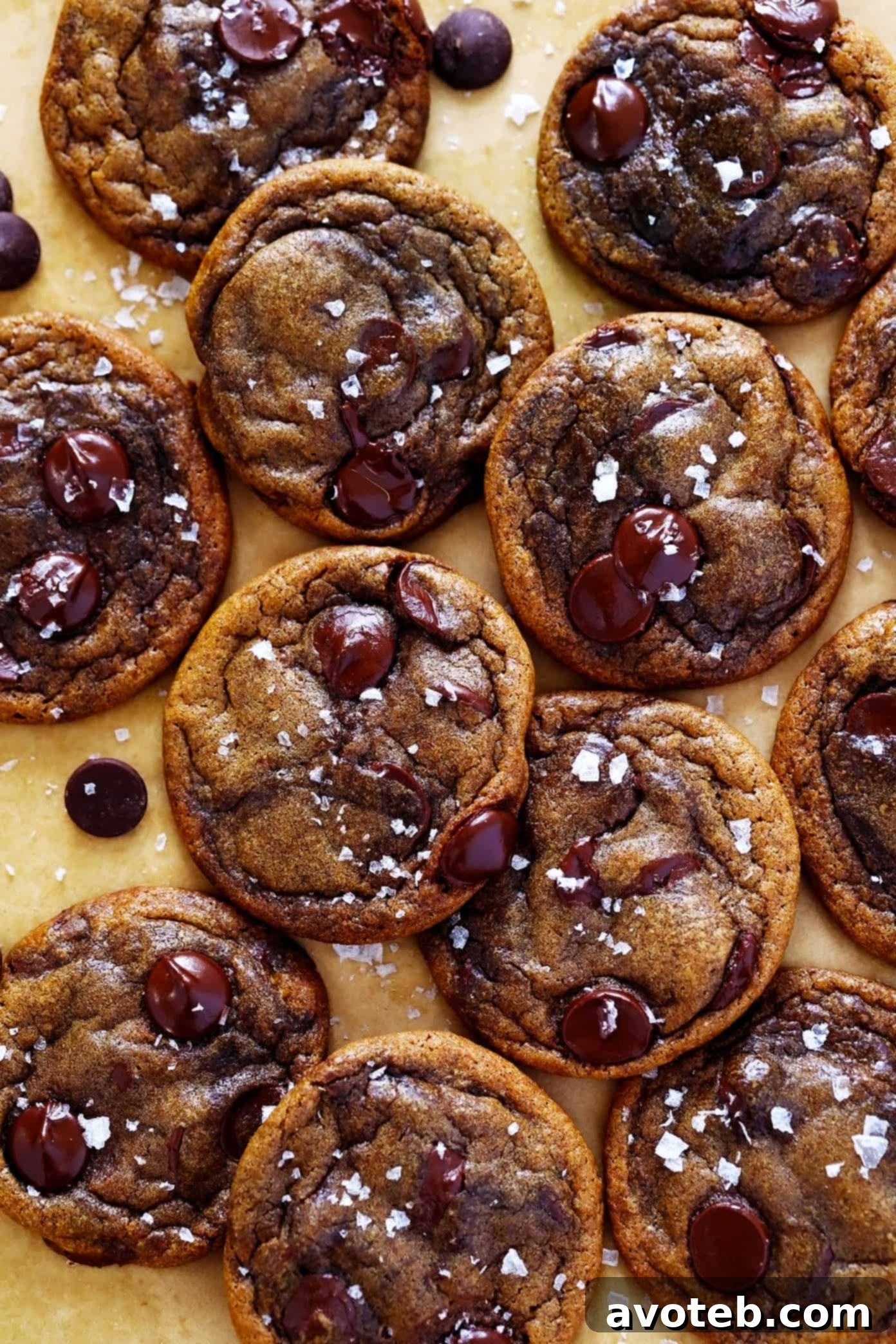 Espresso Chocolate Chip Cookies cooling on a wire rack with ingredients in the background