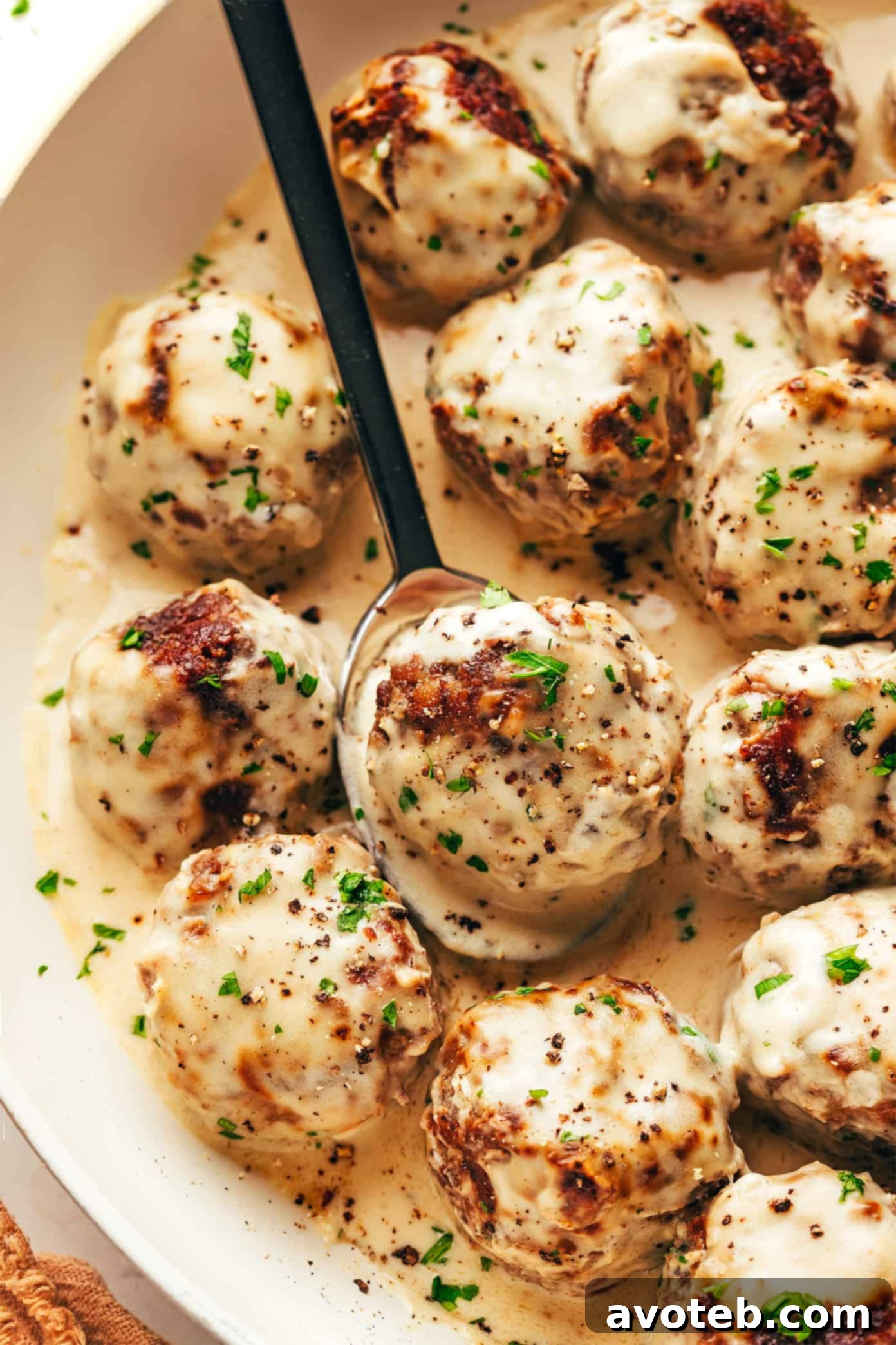 Creamy Nordic Meatballs 2 Traditional Swedish Meatballs served in a skillet