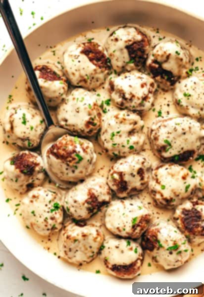 Swedish Meatballs with gravy and parsley