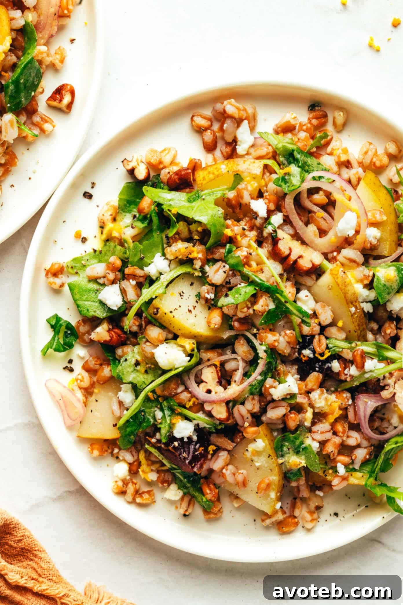 Winter Harvest Farro Salad 2 Winter Farro Salad with fresh ingredients