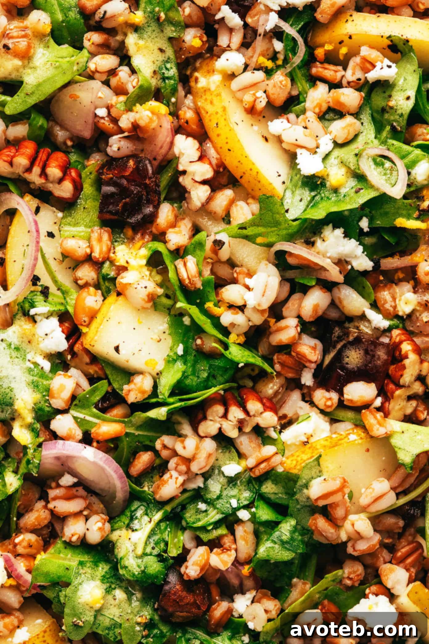 Winter Harvest Farro Salad 6 Winter Farro Salad in a serving bowl