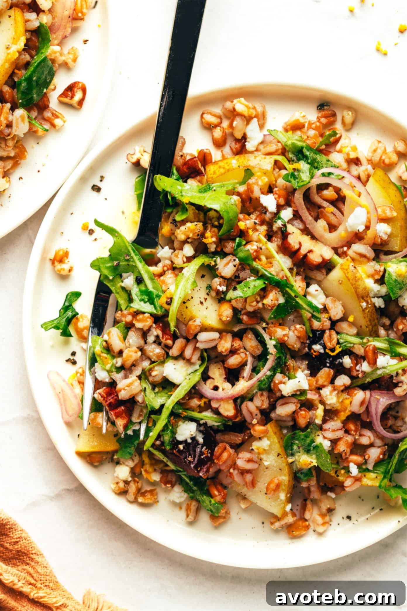 Winter Harvest Farro Salad 7 Winter Farro Salad plated and ready to eat