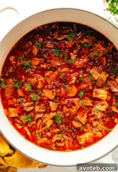 Vegetarian Cabbage Roll Soup, a hearty and healthy meal