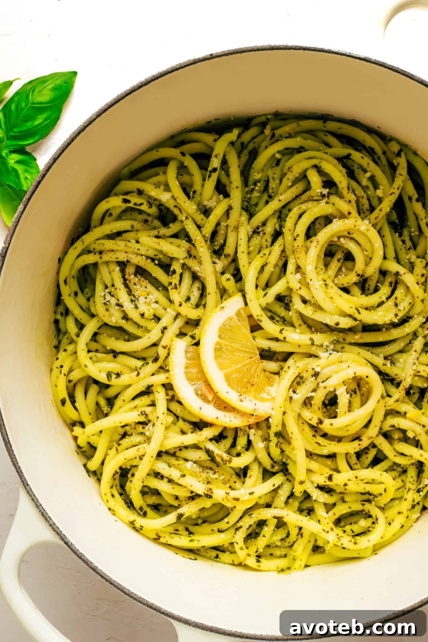 Lemon Basil Butter Pasta - a quick and easy recipe with fresh basil, lemon, and butter