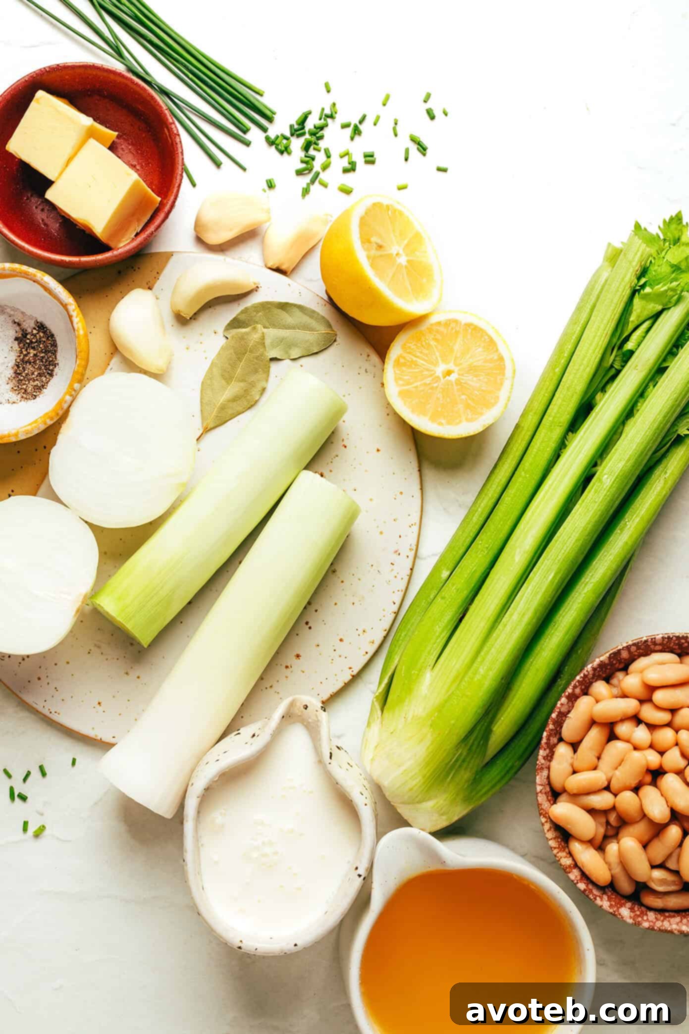 A close-up view of a bowl of creamy celery soup, perfectly blended and ready to enjoy.