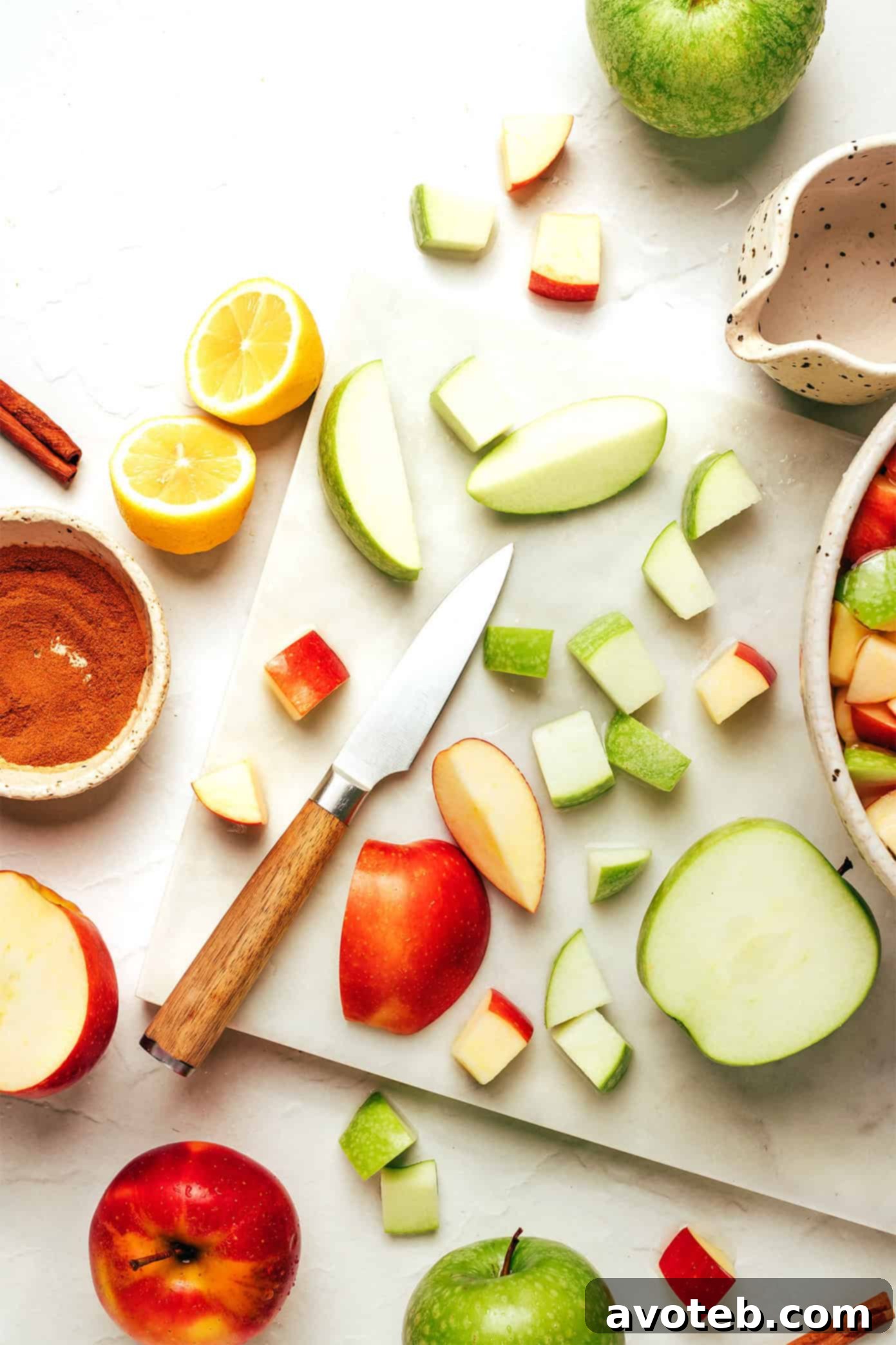 A bowl of freshly cooked apples, ready to be mashed into applesauce, next to an Instant Pot