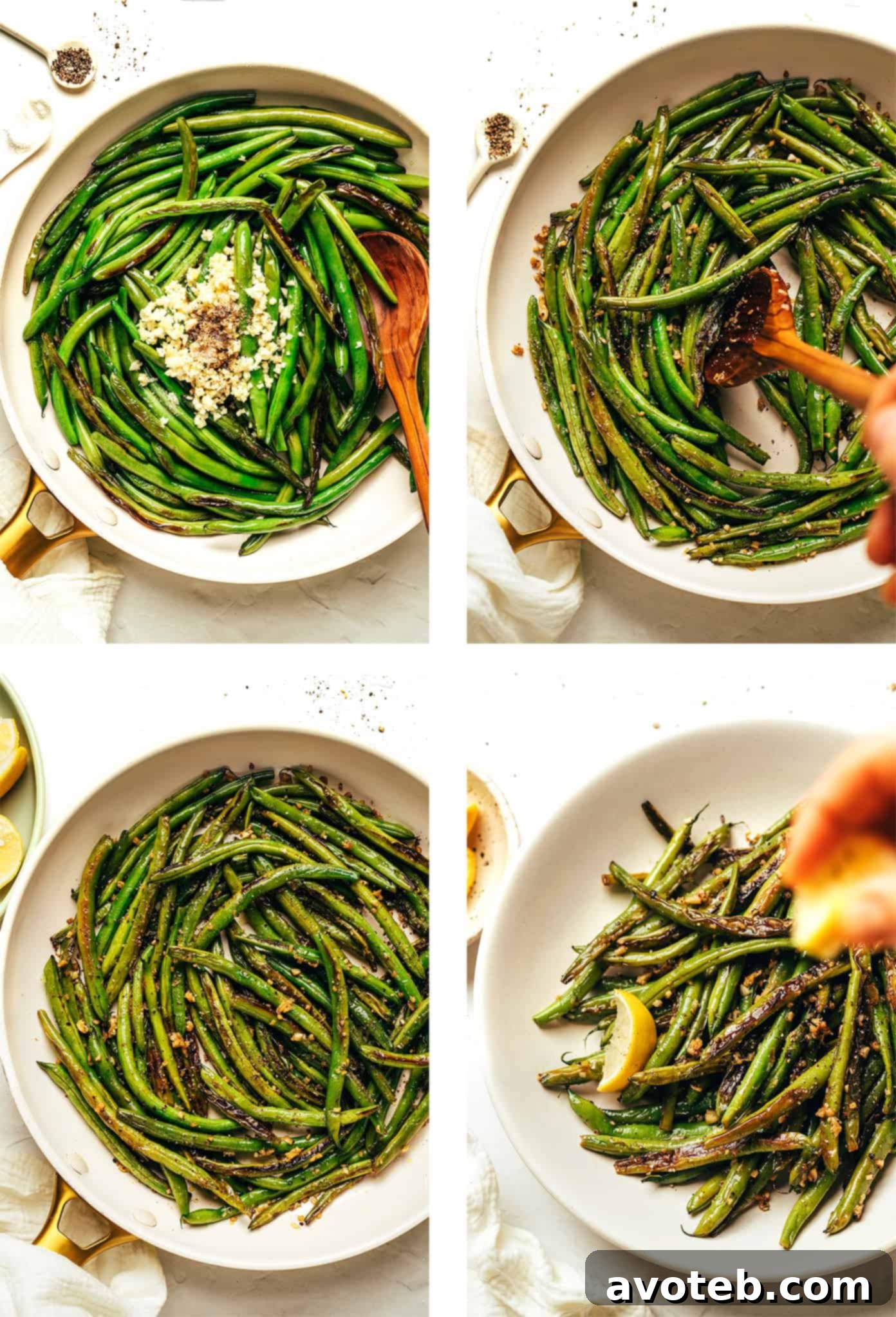 Ingredients for garlic green beans laid out on a table