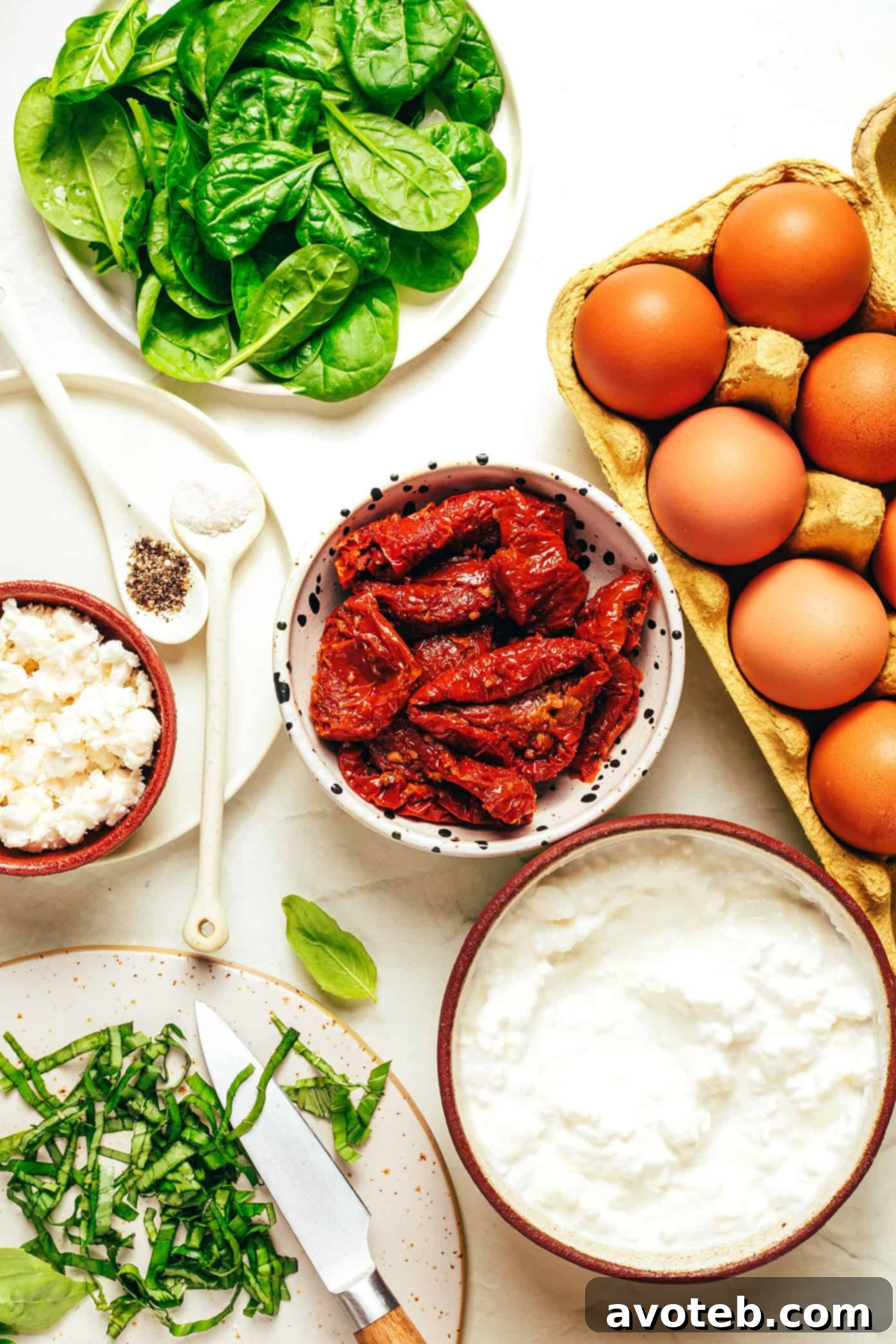 Freshly mixed ingredients for egg bites in a bowl before baking