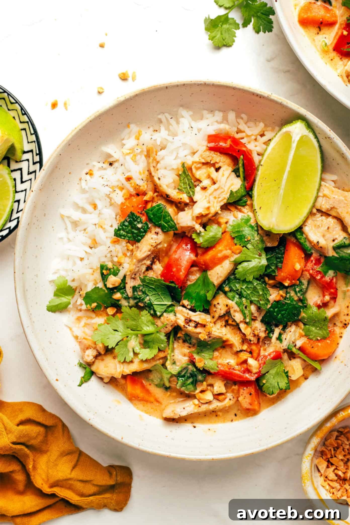 Delicious Slow Cooker Chicken Satay ready to be served