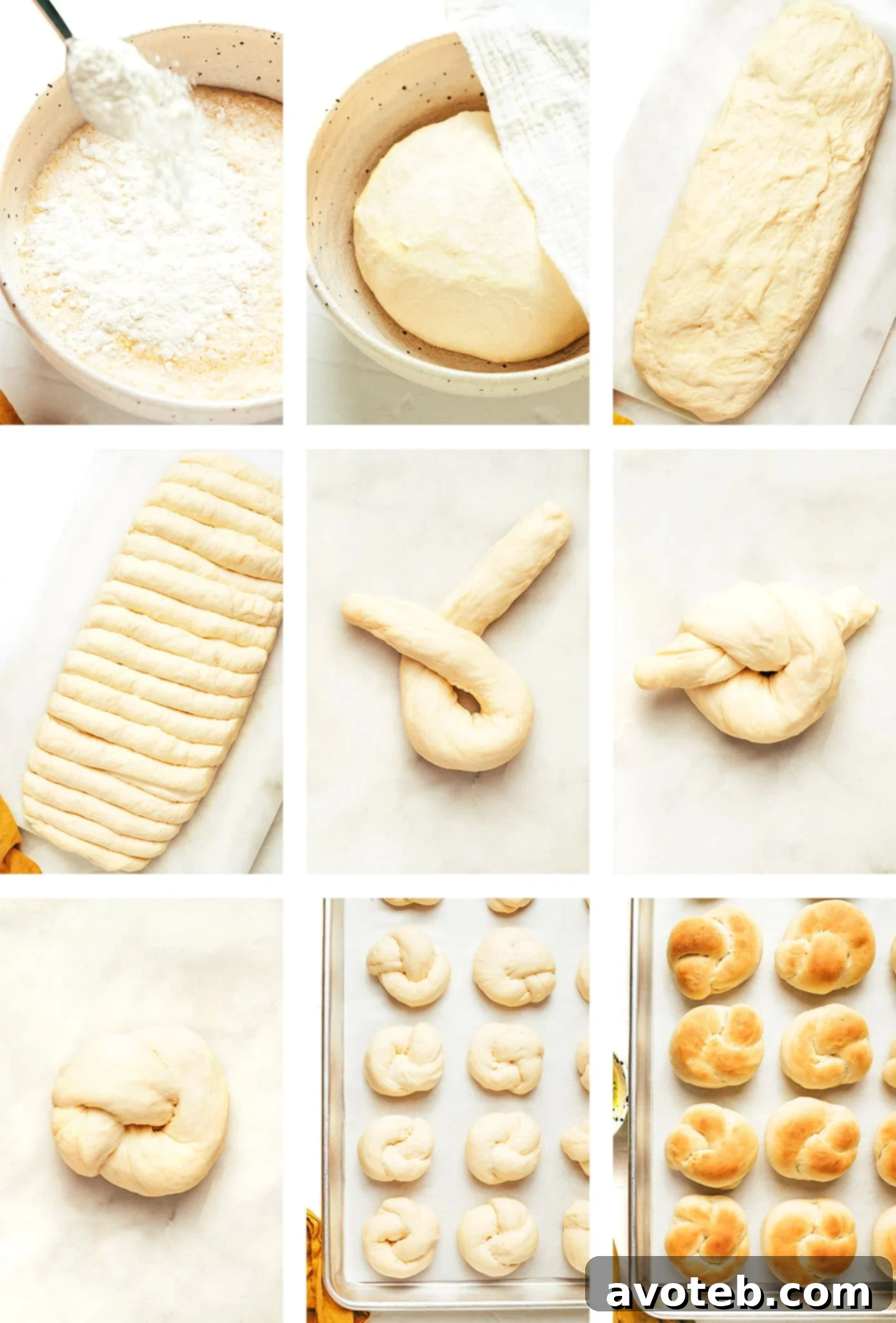 Several garlic knots cooling on a wire rack, showing off their golden-brown crust and knotted shape.