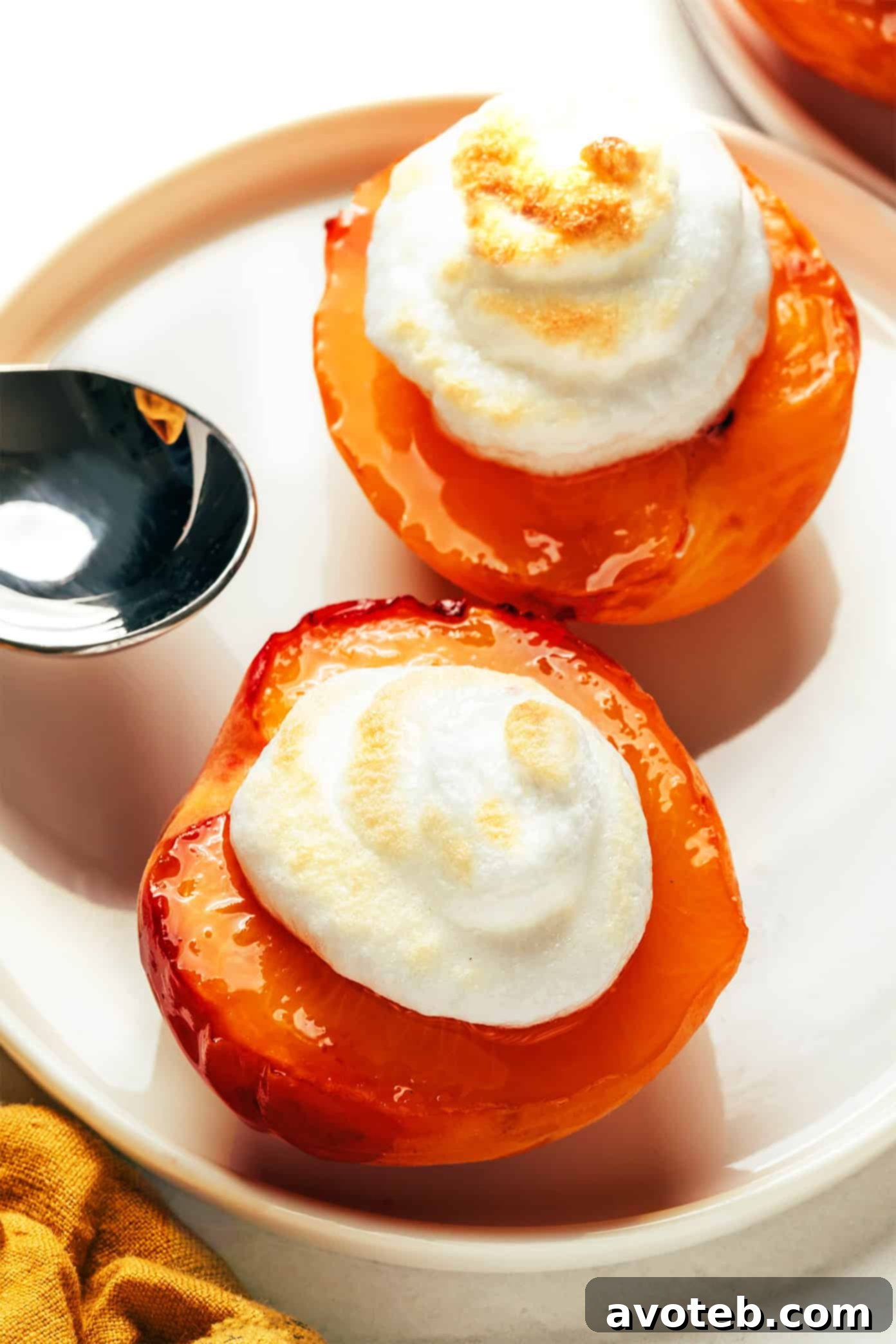 Golden Peach Meringue Clouds 2 Delicious Peaches and Meringue Dessert