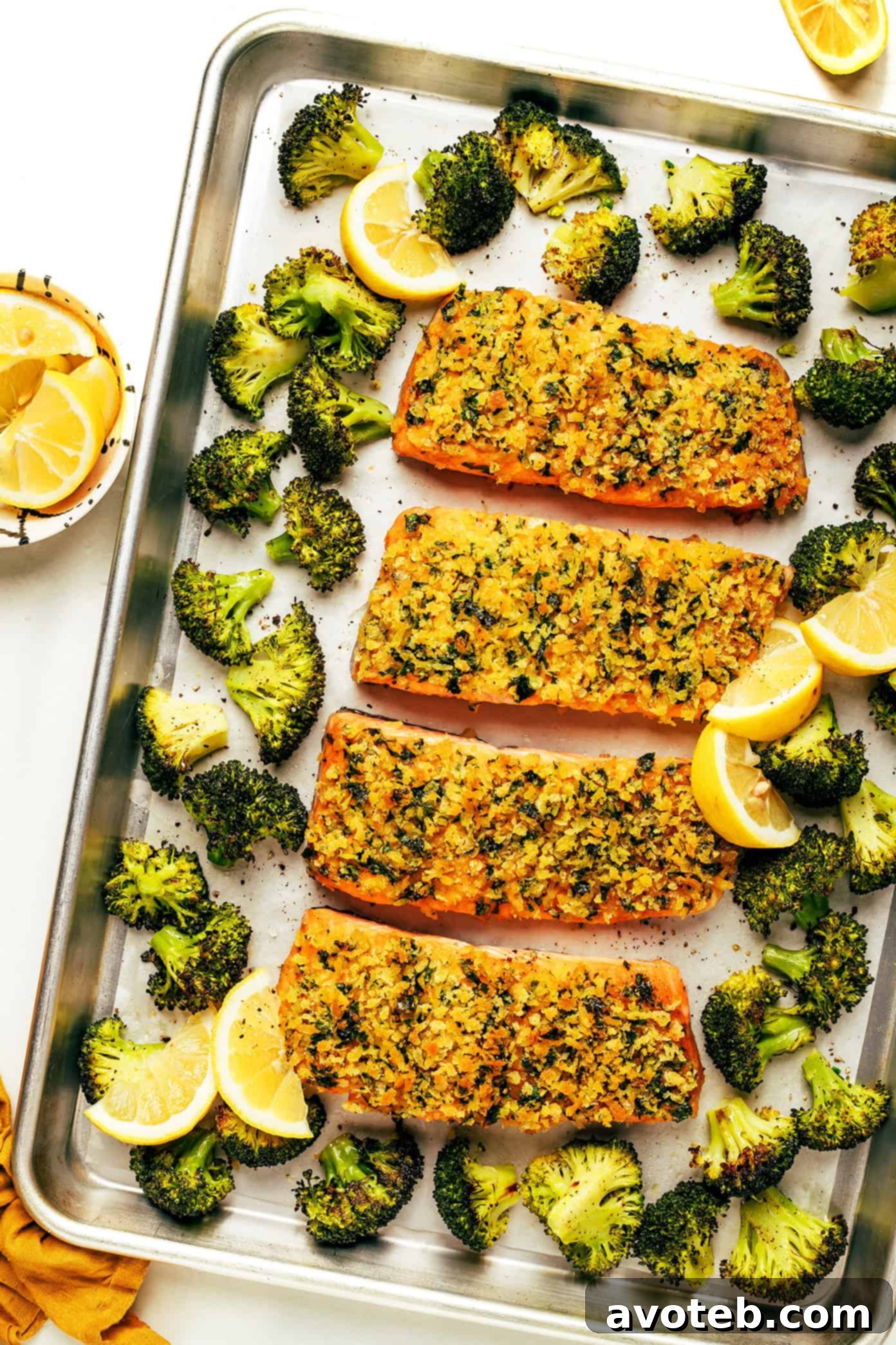 One Pan Crispy Honey Mustard Salmon and Roasted Broccoli 2 Crispy Honey Mustard Salmon with Roasted Broccoli