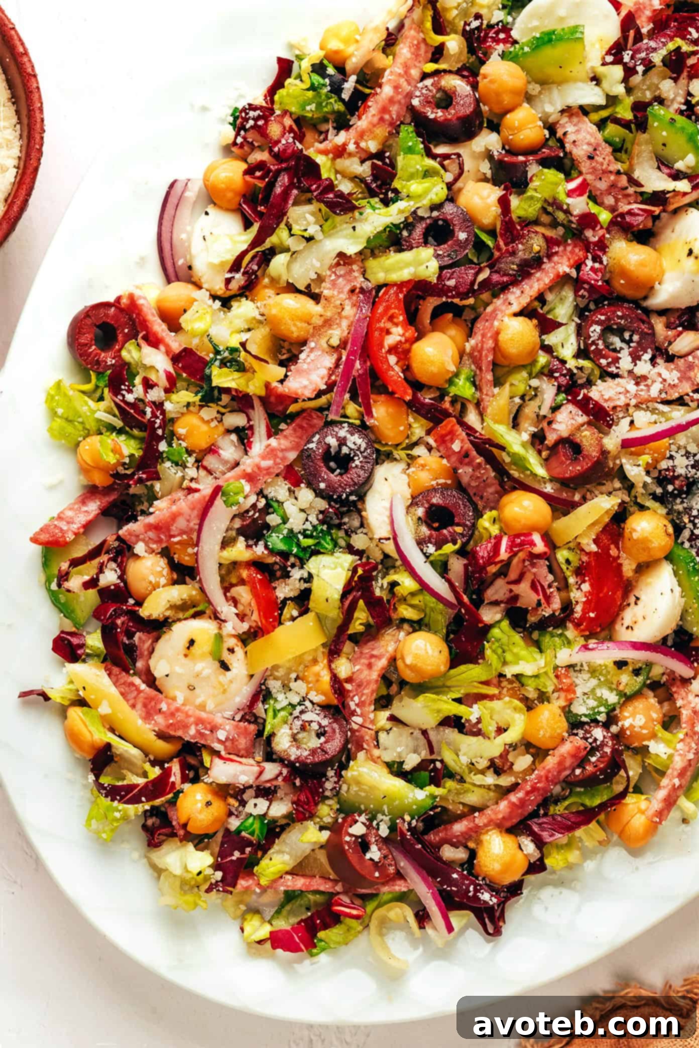 Italian Chopped Salad on a large serving plate