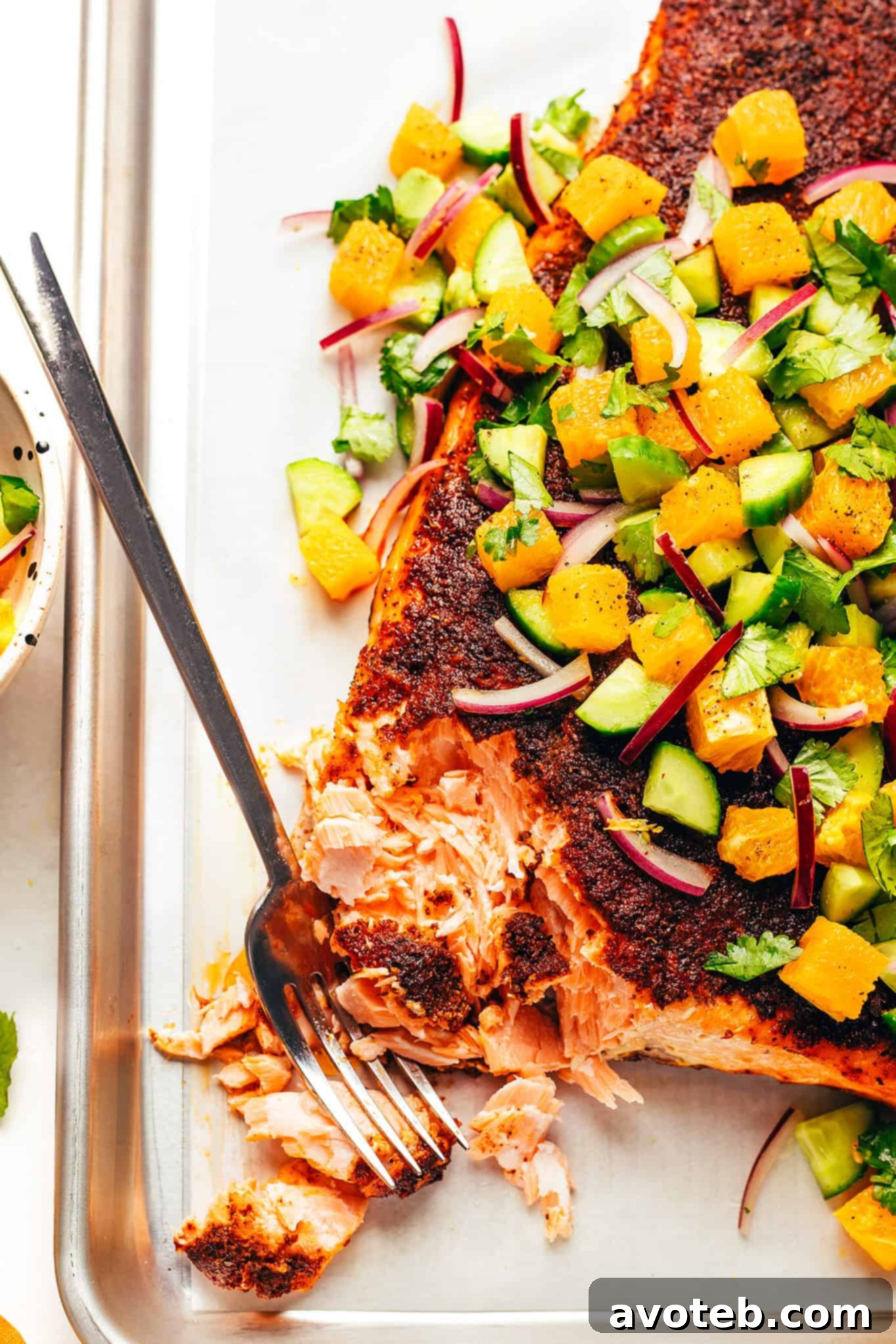 Zesty Sumac Salmon with Vibrant Citrus Salsa 8 A final shot of the Sumac-Blackened Salmon with Citrus Cucumber Salsa, ready to be enjoyed.