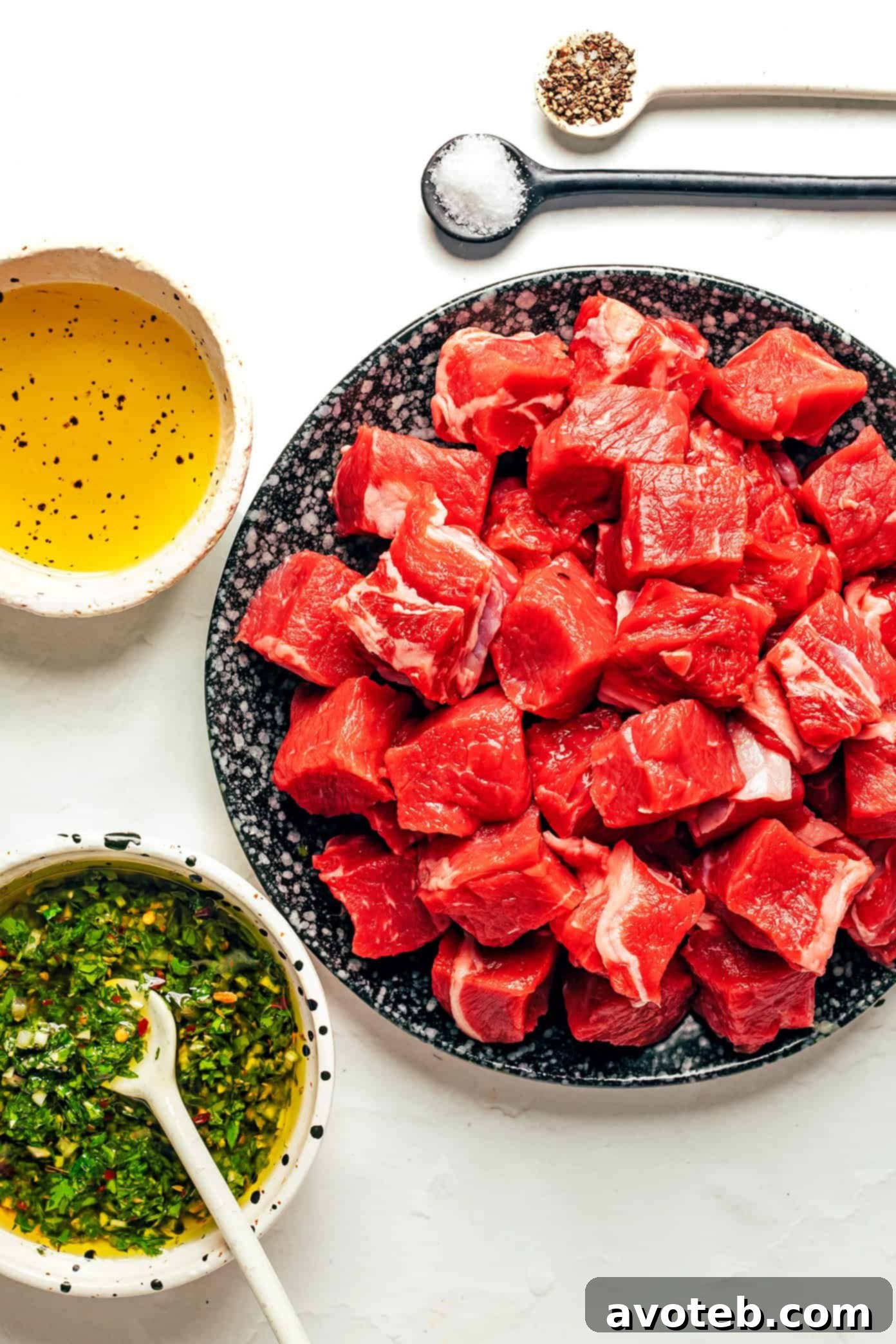 Ingredients for chimichurri steak bites