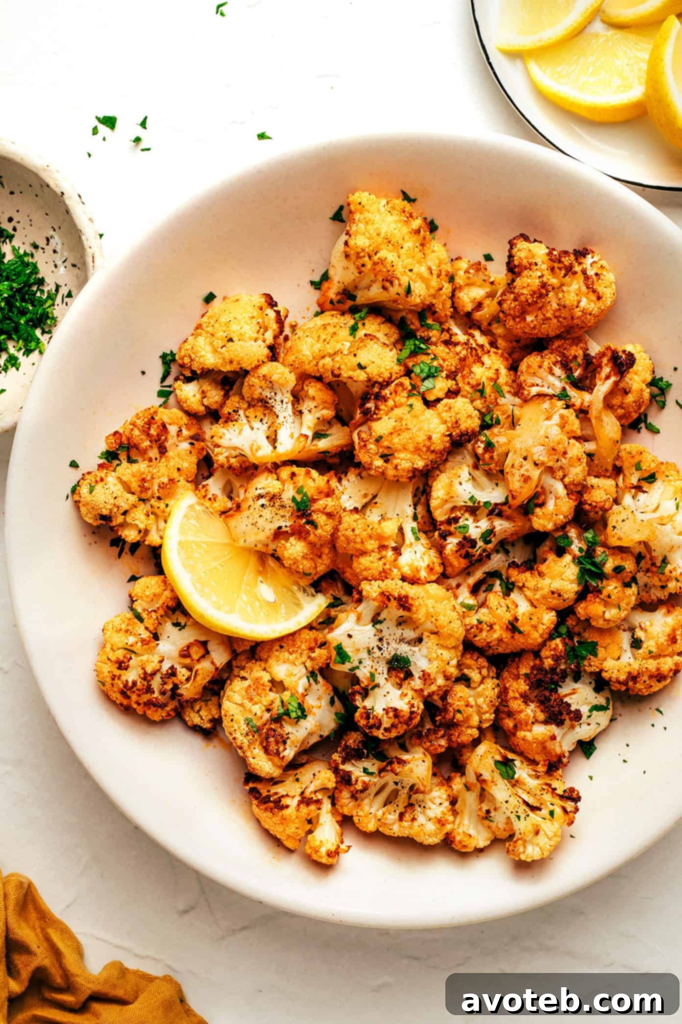 Crispy Air Fryer Cauliflower on a plate