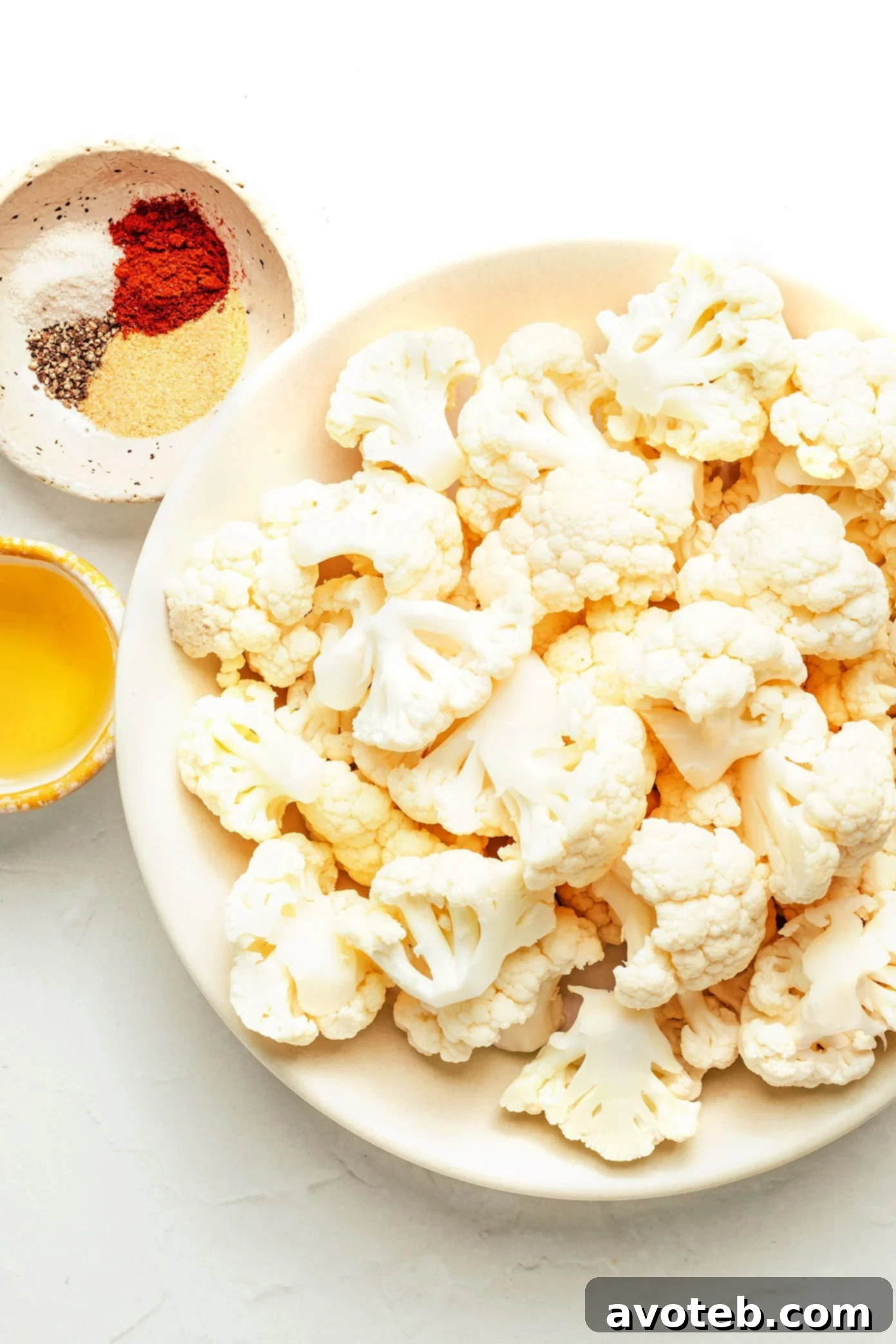 Air Fryer Cauliflower in the air fryer basket