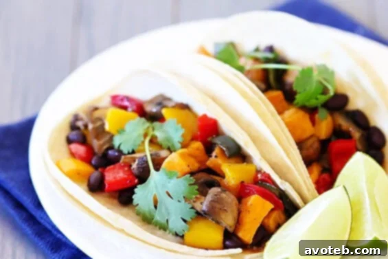 Roasted Vegetable & Black Bean Tacos