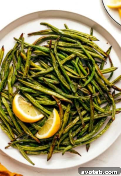 Crispy Air Fried Green Beans with lemon