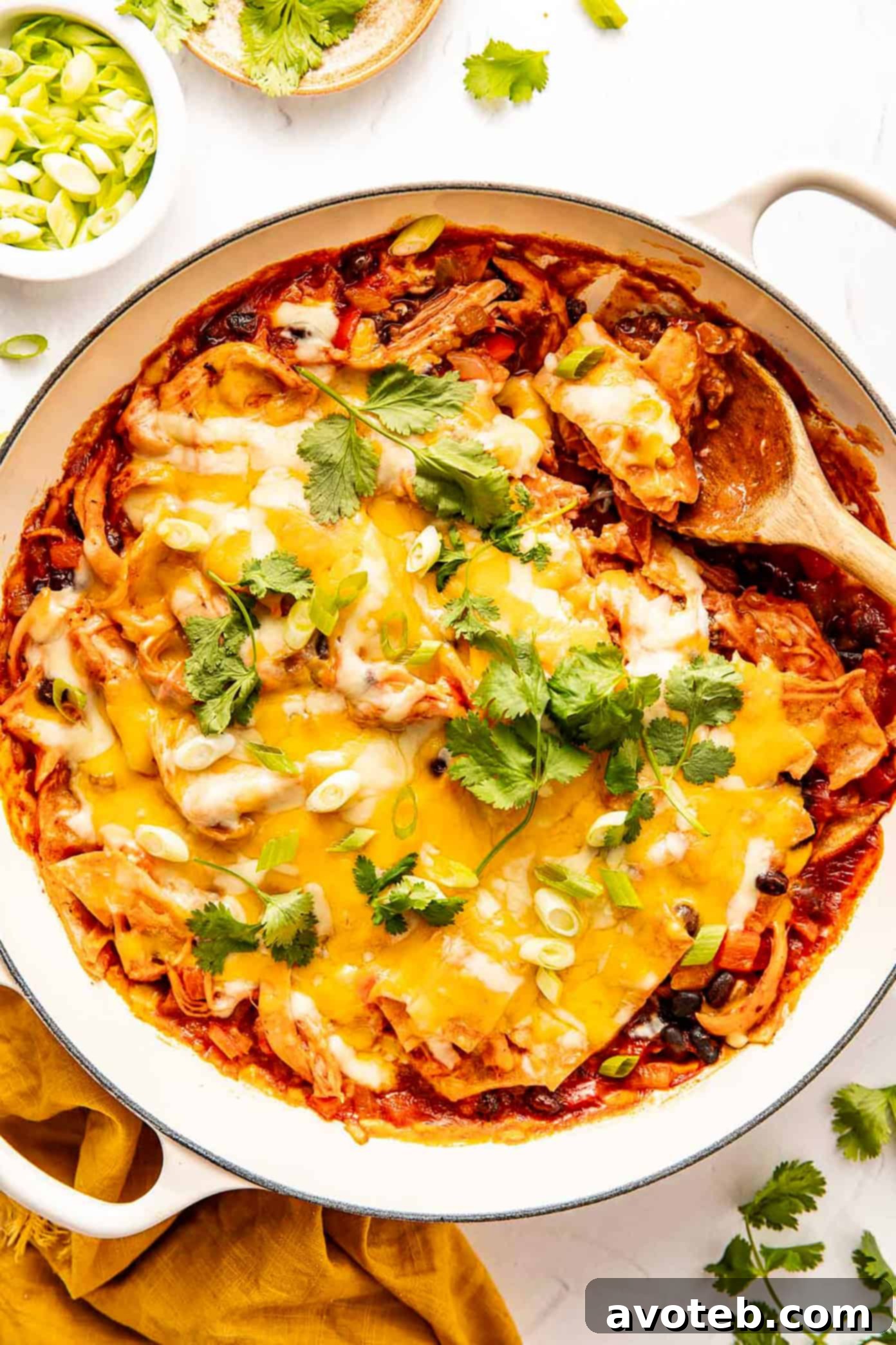 Delicious Chicken Enchilada Skillet ready to be served