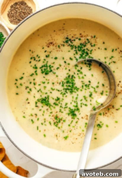Creamy Potato Leek Soup in a bowl