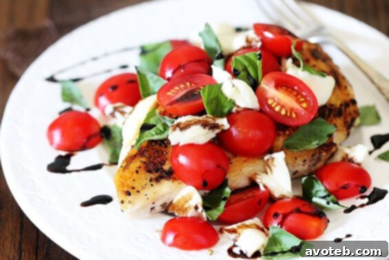 Gourmet Chicken Caprese Close-up of freshly cooked Chicken Caprese