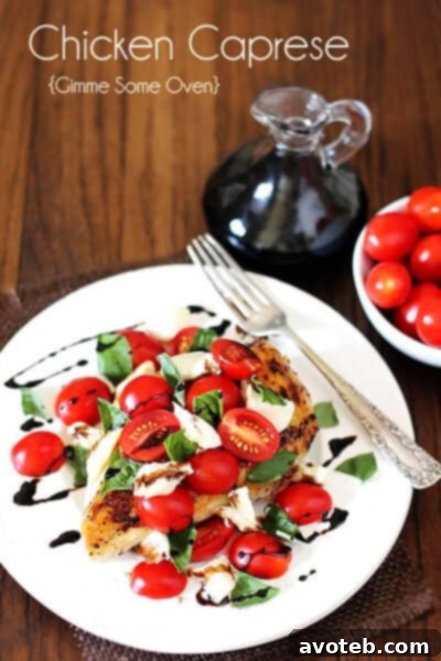 Easy Chicken Caprese Dinner Serving of Chicken Caprese on a plate