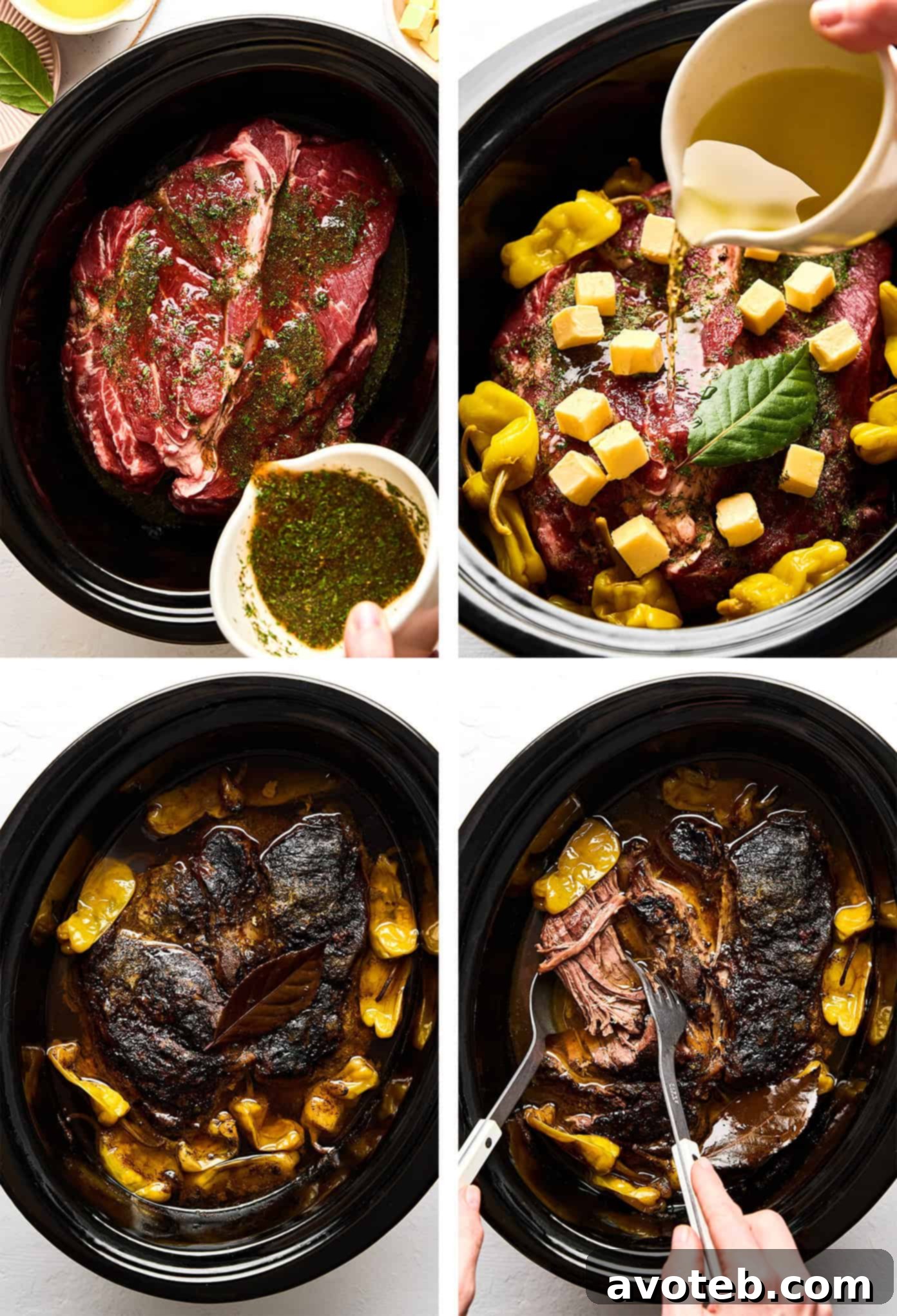 A serving of Mississippi Pot Roast on a plate, garnished with fresh herbs, ready for a comforting meal.