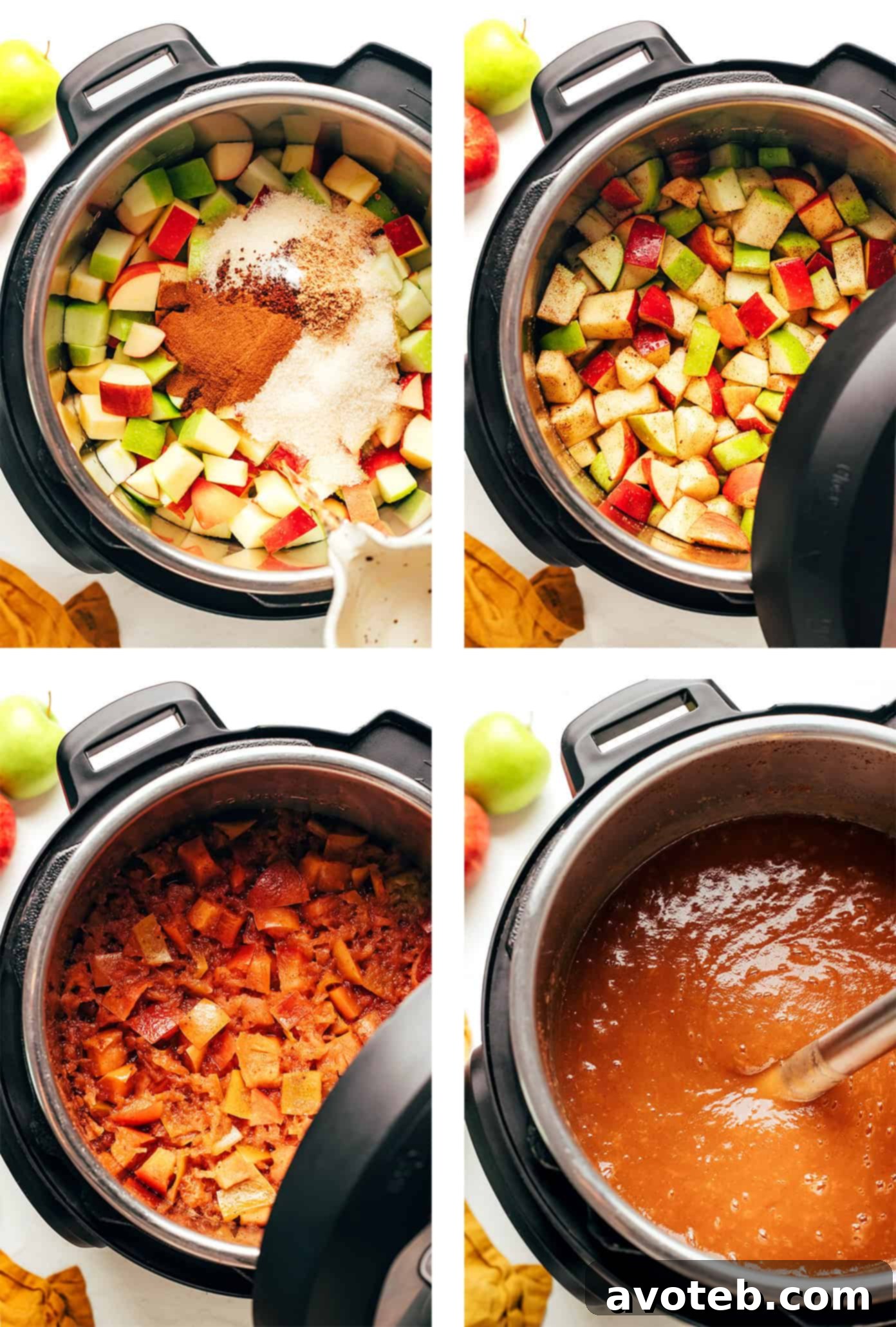 A large pot of simmering apple butter on the stove, showing its thick texture.