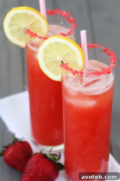 Sparkling Strawberry Lemonade with Popping Candy Rim