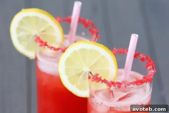 Sparkling Strawberry Lemonade Recipe - Gimme Some Oven Sparkling Strawberry Lemonade with Pop Rocks rim